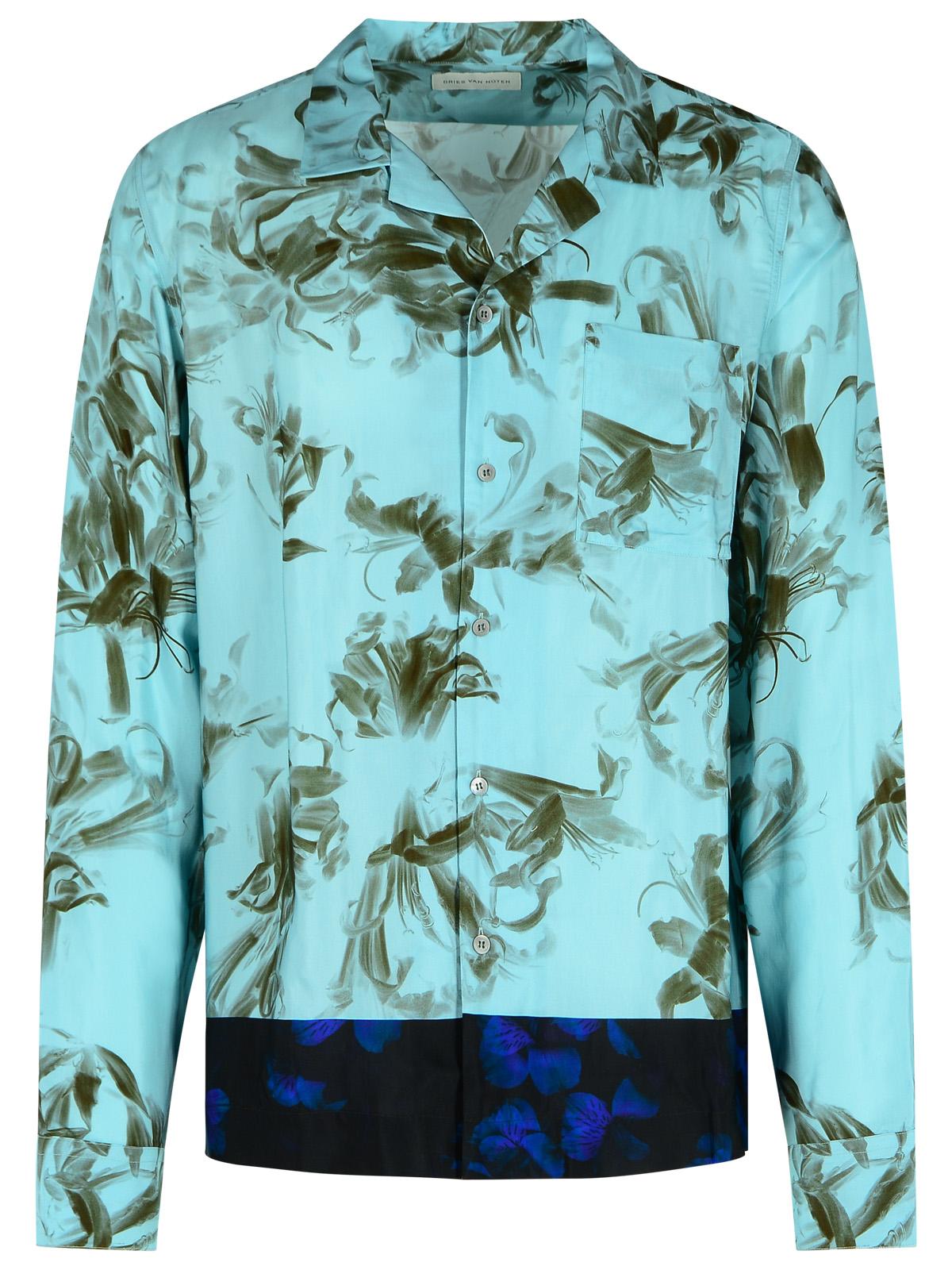 Dries Van Noten Light Blue Viscose Shirt Men DRIES VAN NOTEN
