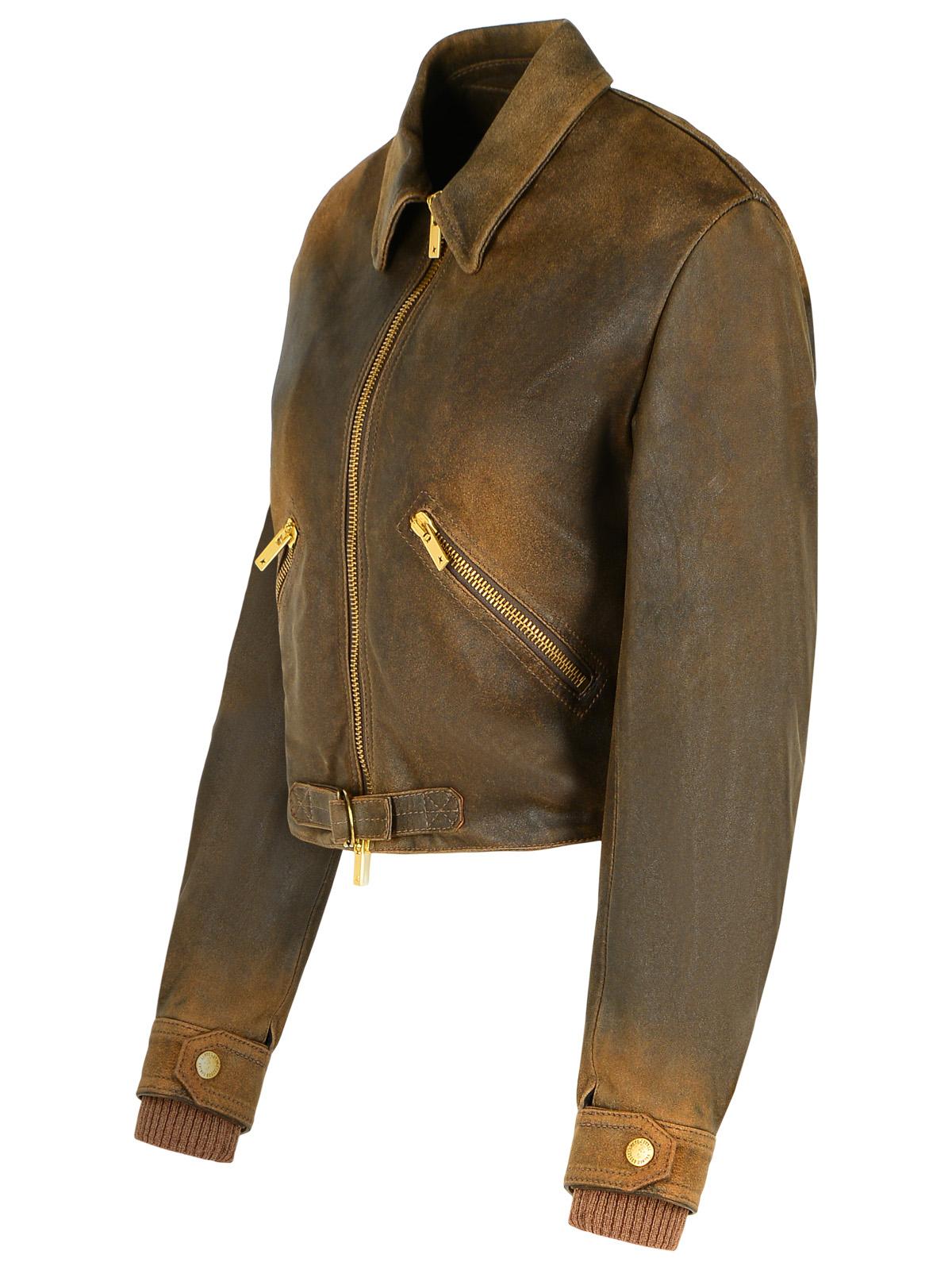 Golden Goose Brown Leather Jacket Women GOLDEN GOOSE