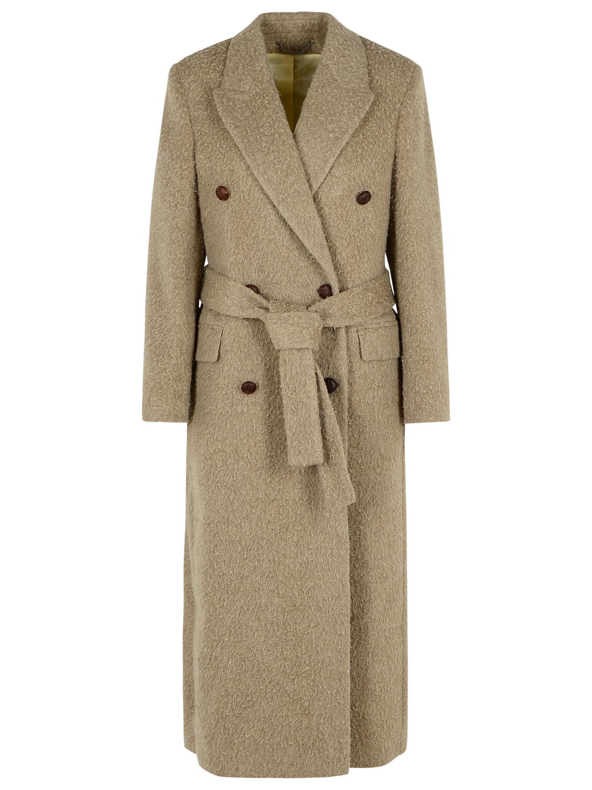 Golden Goose Double-Breasted Coat In Beige Wool Blend Women GOLDEN GOOSE