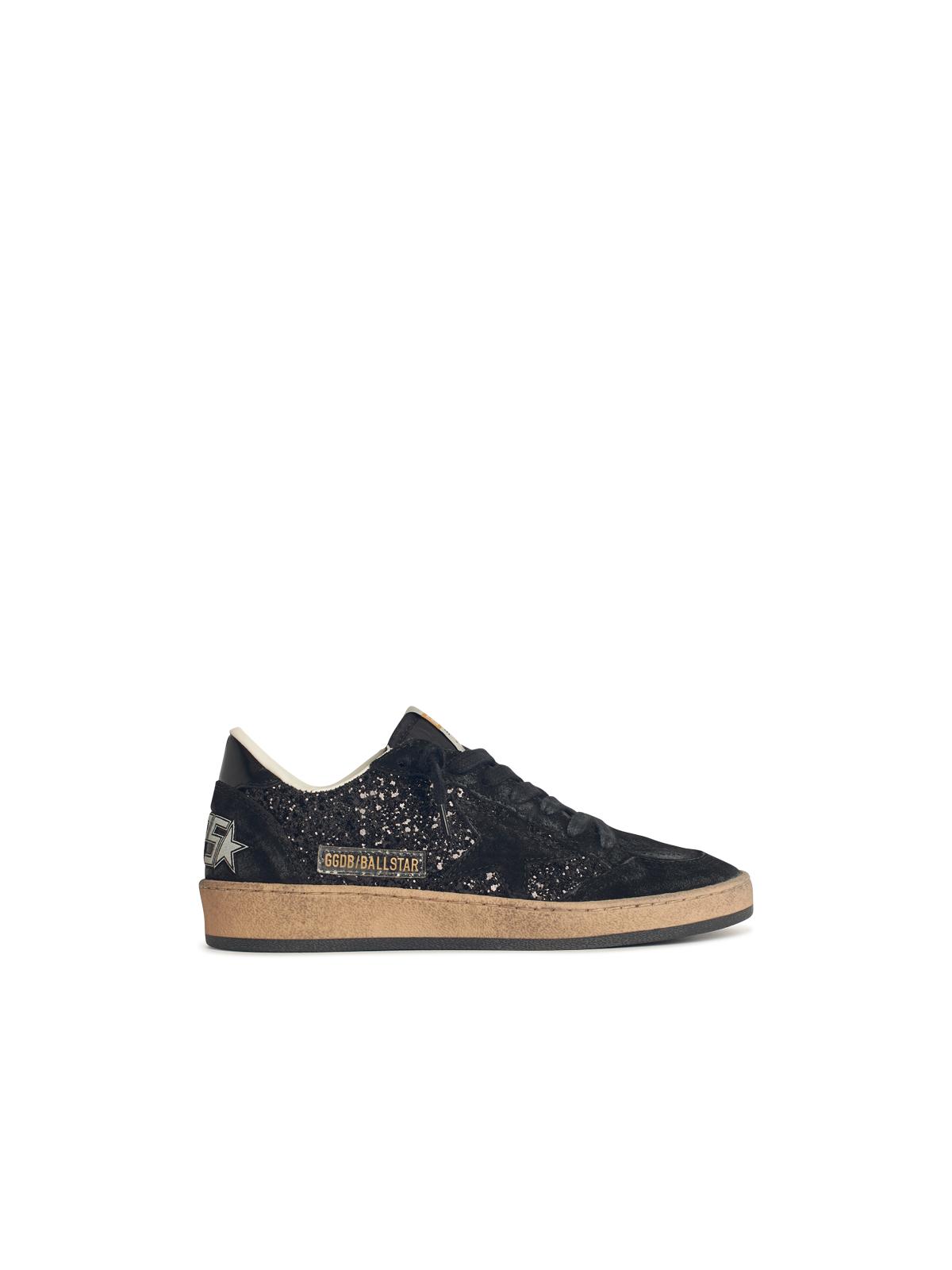 Golden Goose Ball-Star' Woman In Black Glitter With Black Suede Inserts Women GOLDEN GOOSE
