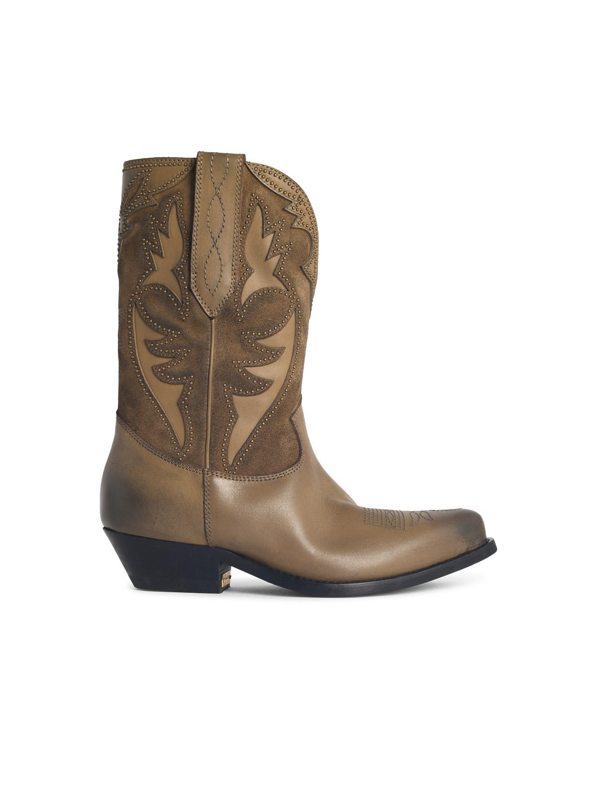 Golden Goose 'Wish Star Low' Khaki Leather Boots Women GOLDEN GOOSE