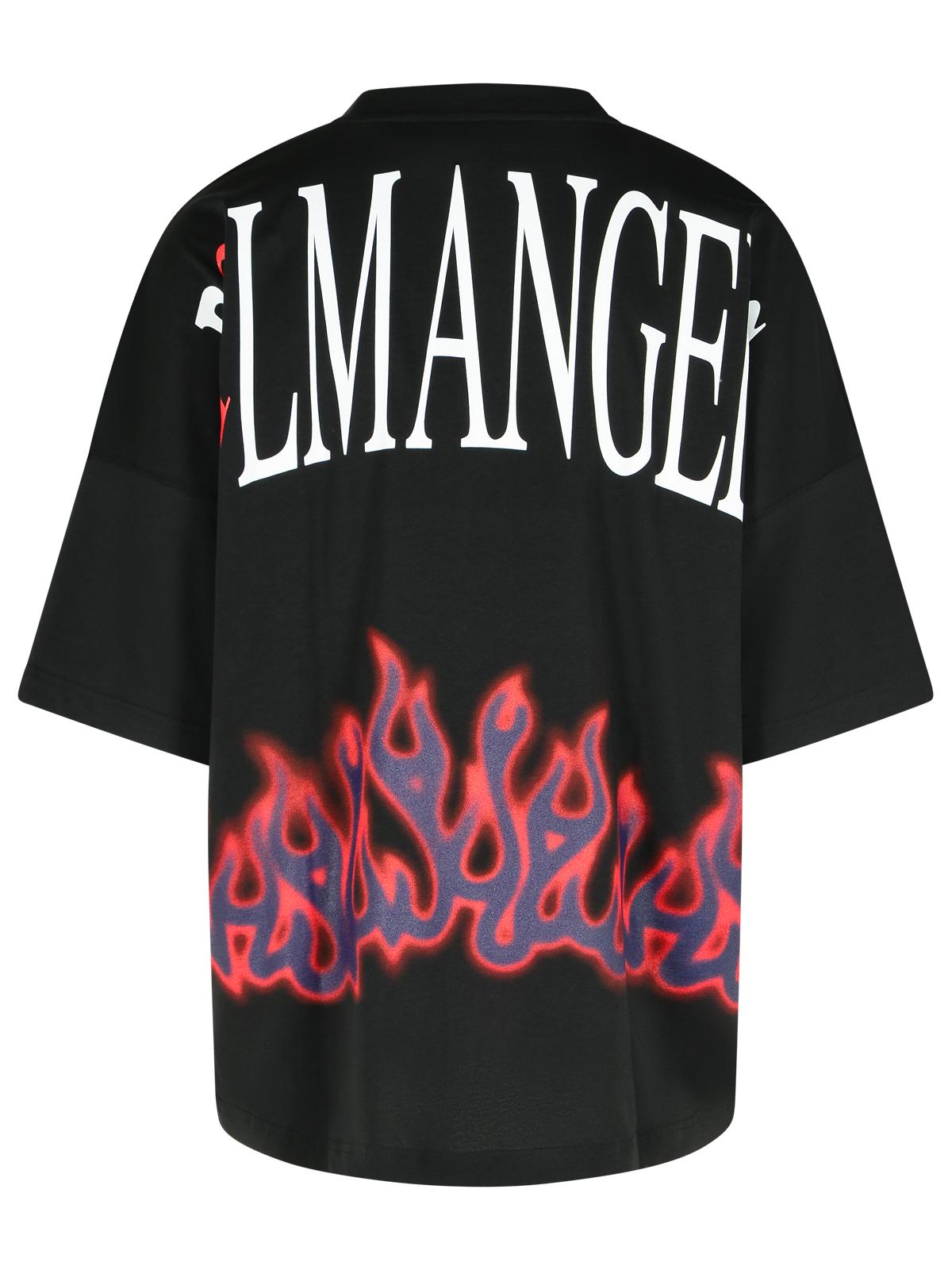 Palm Angels 'Flames' Black Cotton T-Shirt Men PALM ANGELS