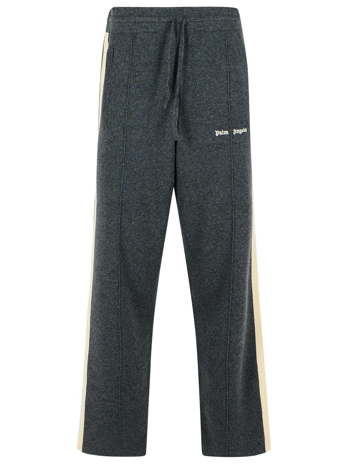 Palm Angels Dark Grey Wool Blend Trousers Men PALM ANGELS