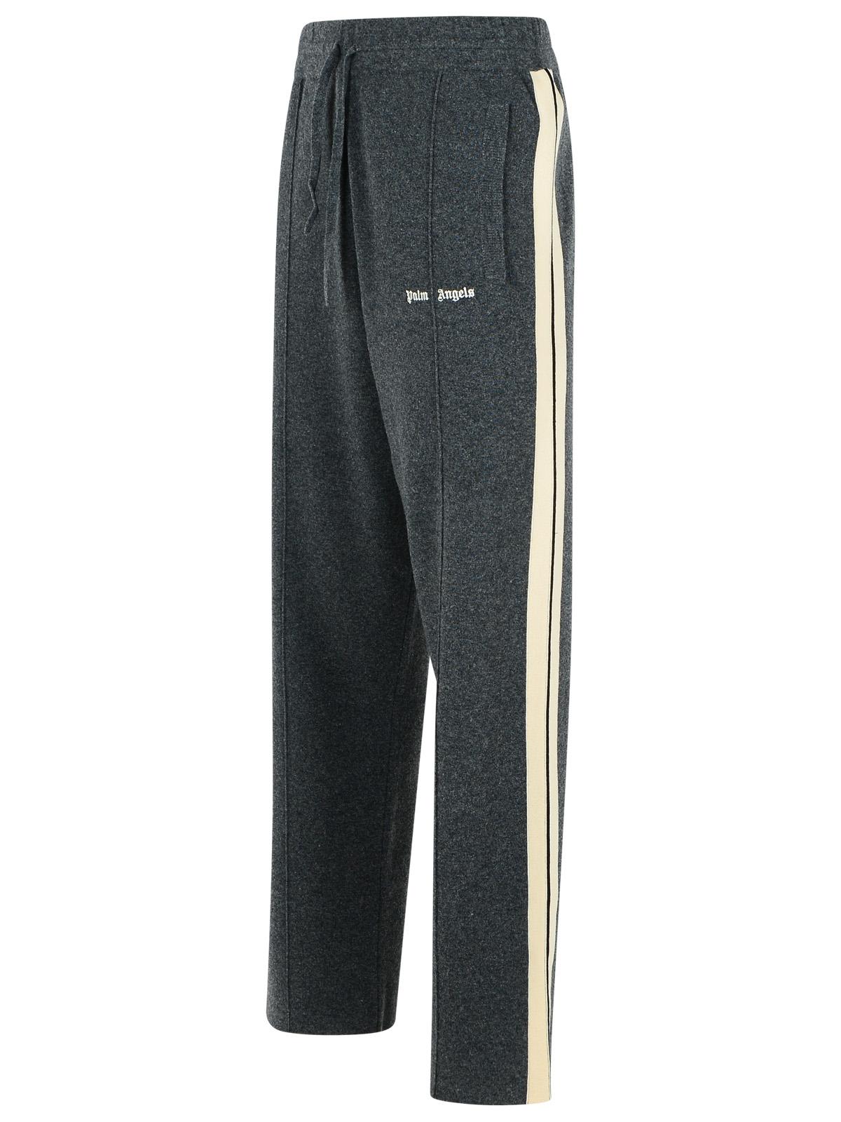Palm Angels Dark Grey Wool Blend Trousers Men PALM ANGELS