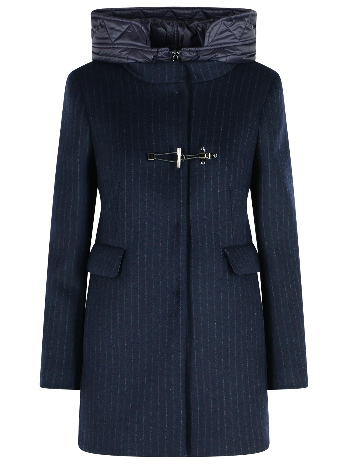 Fay Navy Wool Blend Coat Women