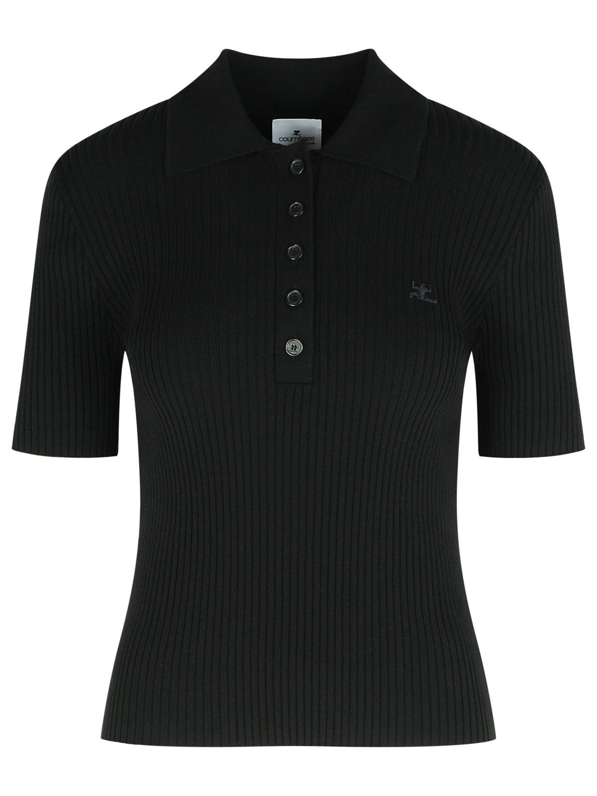 Courreges Black Viscose Blend Polo Shirt Women COURREGES