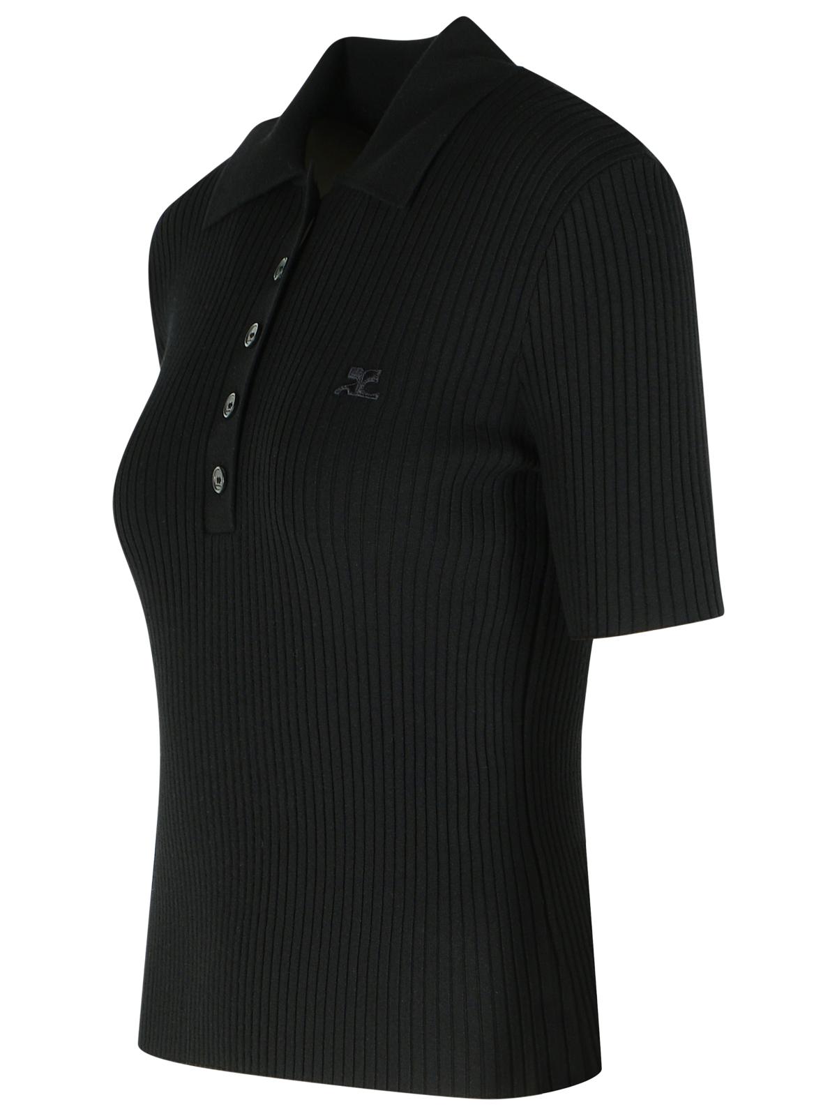 Courreges Black Viscose Blend Polo Shirt Women COURREGES