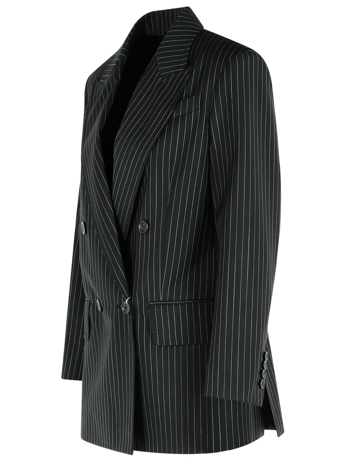Max Mara 'Mattia' Black White Pinstriped Virgin Wool Blazer Women MAX MARA