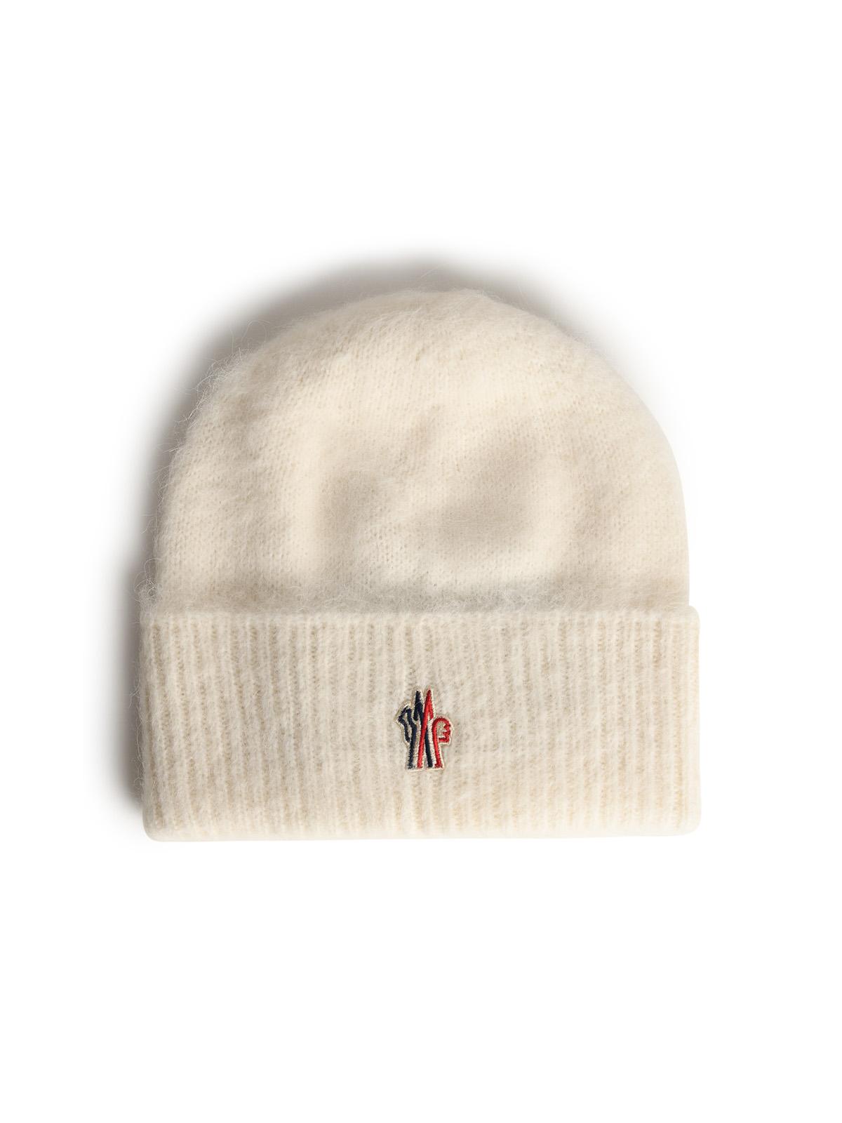 Moncler Grenoble Tricot Beanie In Alpaca And Ivory Wool Women MONCLER GRENOBLE