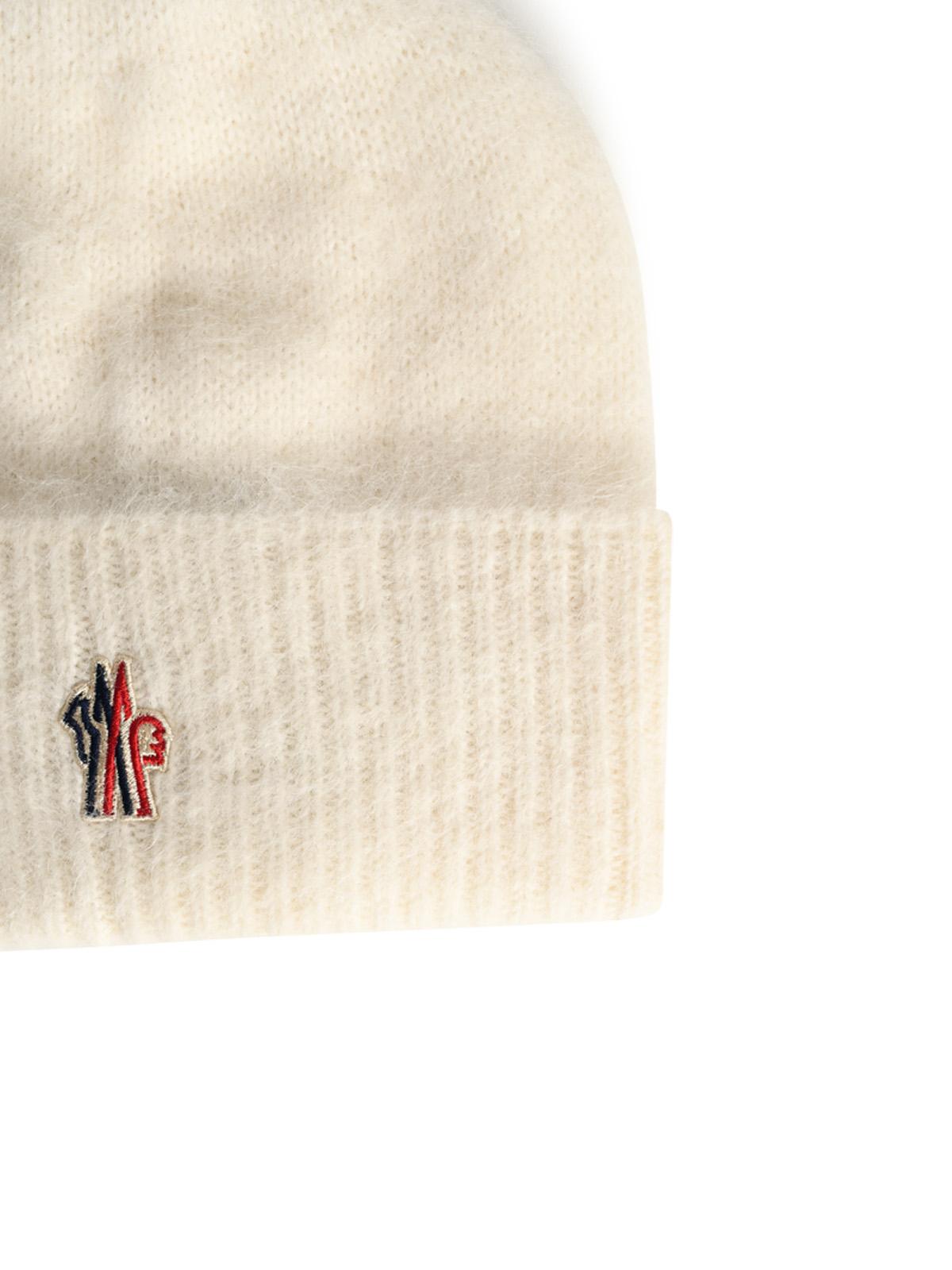 Moncler Grenoble Tricot Beanie In Alpaca And Ivory Wool Women MONCLER GRENOBLE