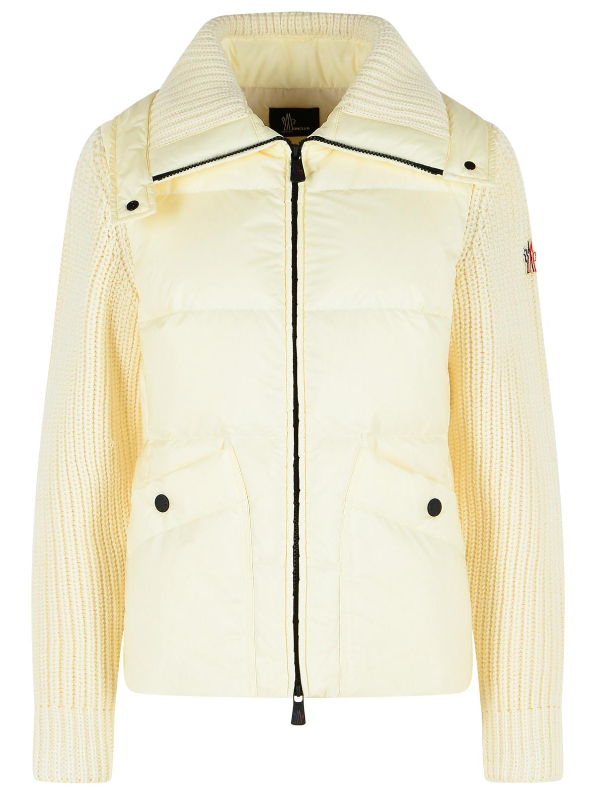 Moncler Grenoble Padded Wool Cardigan With Ivory White Zip Women MONCLER GRENOBLE