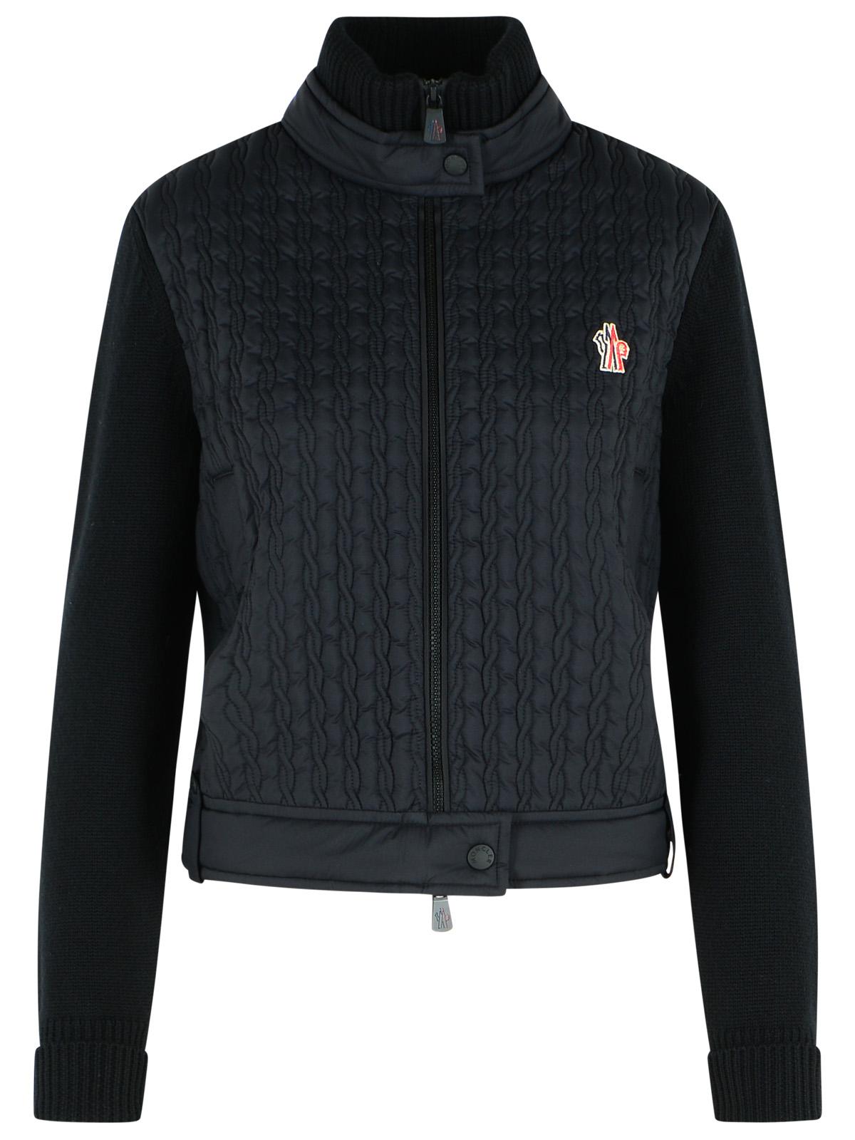 Moncler Grenoble Black Virgin Wool Padded Cardigan Women MONCLER GRENOBLE