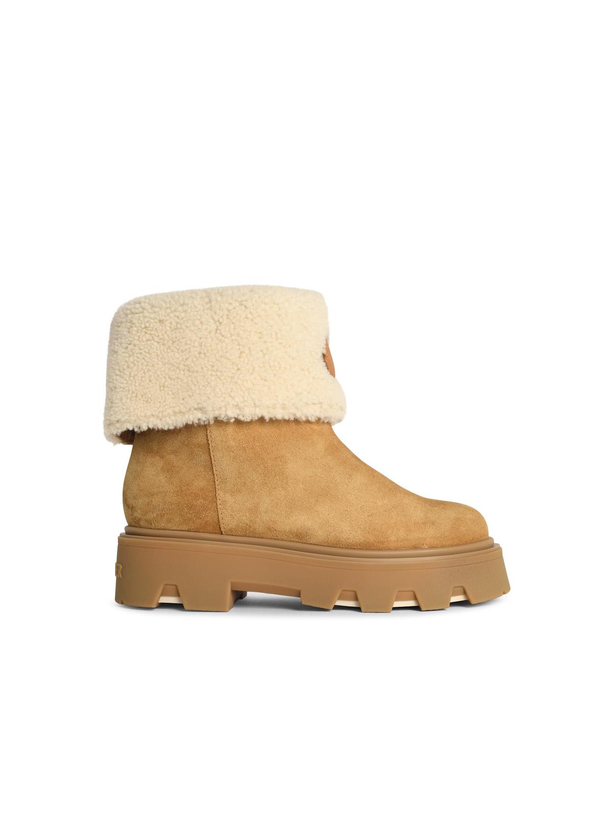 Moncler 'Aurea' Suede Ankle Boots And Beige Camel Shearling Women MONCLER