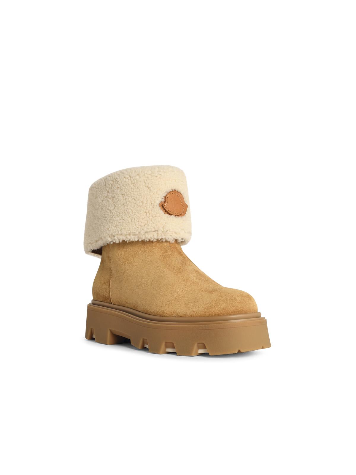 Moncler 'Aurea' Suede Ankle Boots And Beige Camel Shearling Women MONCLER