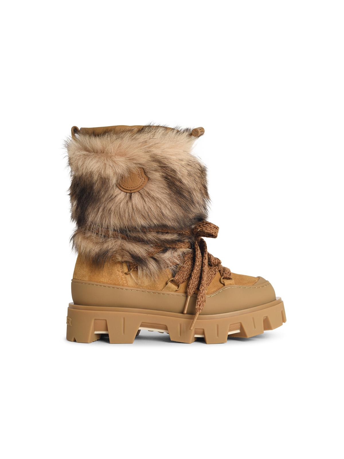 Moncler 'Peak Après' Suede Boots And Camel Beige Shearling Women MONCLER
