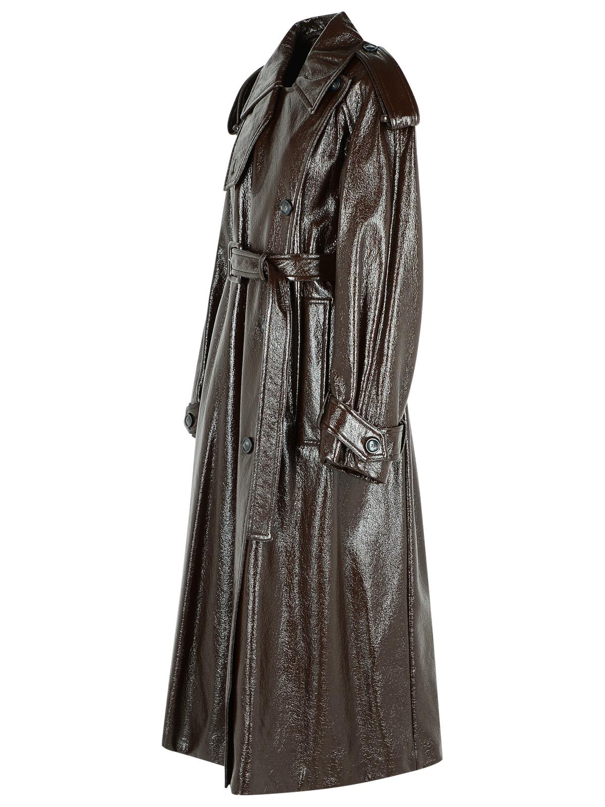 Sportmax Long 'Bairo' Patent Effect Trench Coat In Coffee Cotton Women SPORTMAX
