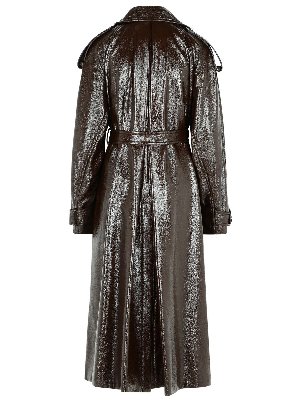 Sportmax Long 'Bairo' Patent Effect Trench Coat In Coffee Cotton Women SPORTMAX