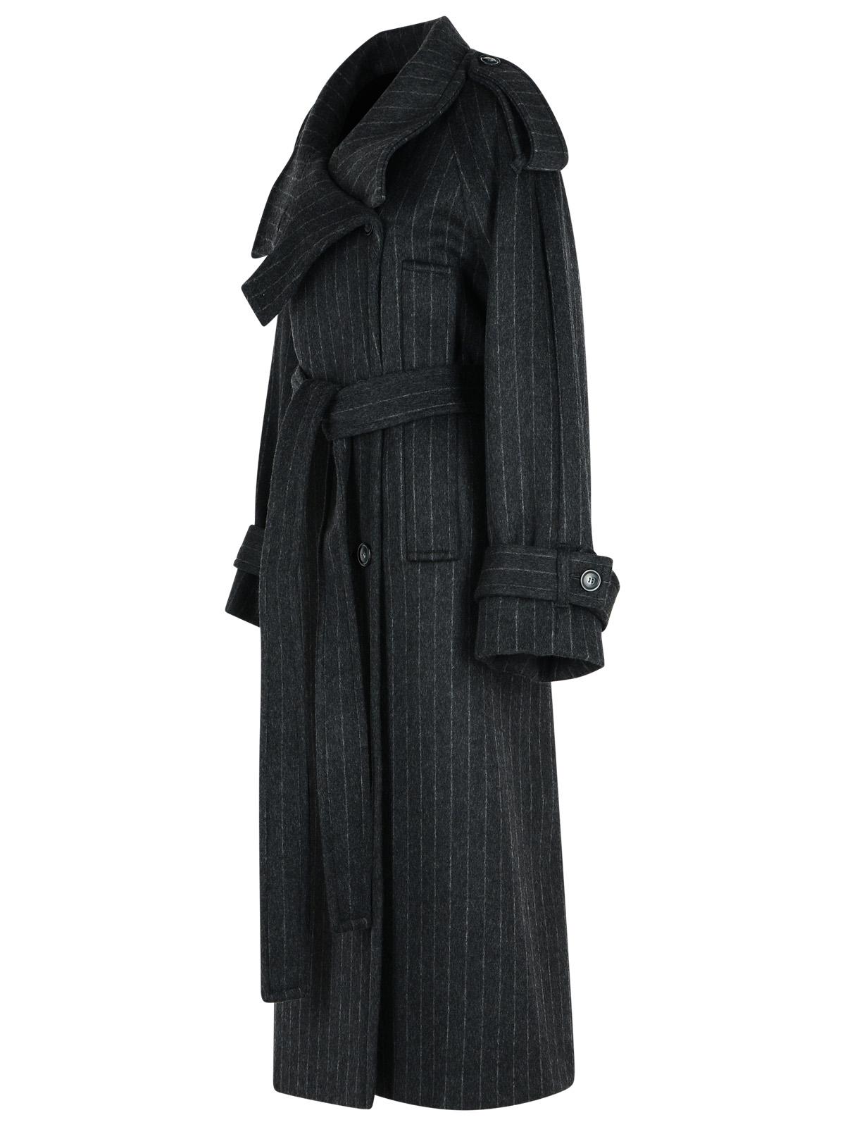 Sportmax 'Arold' Pinstripe Trench Coat In Pure Anthracite Wool Women SPORTMAX
