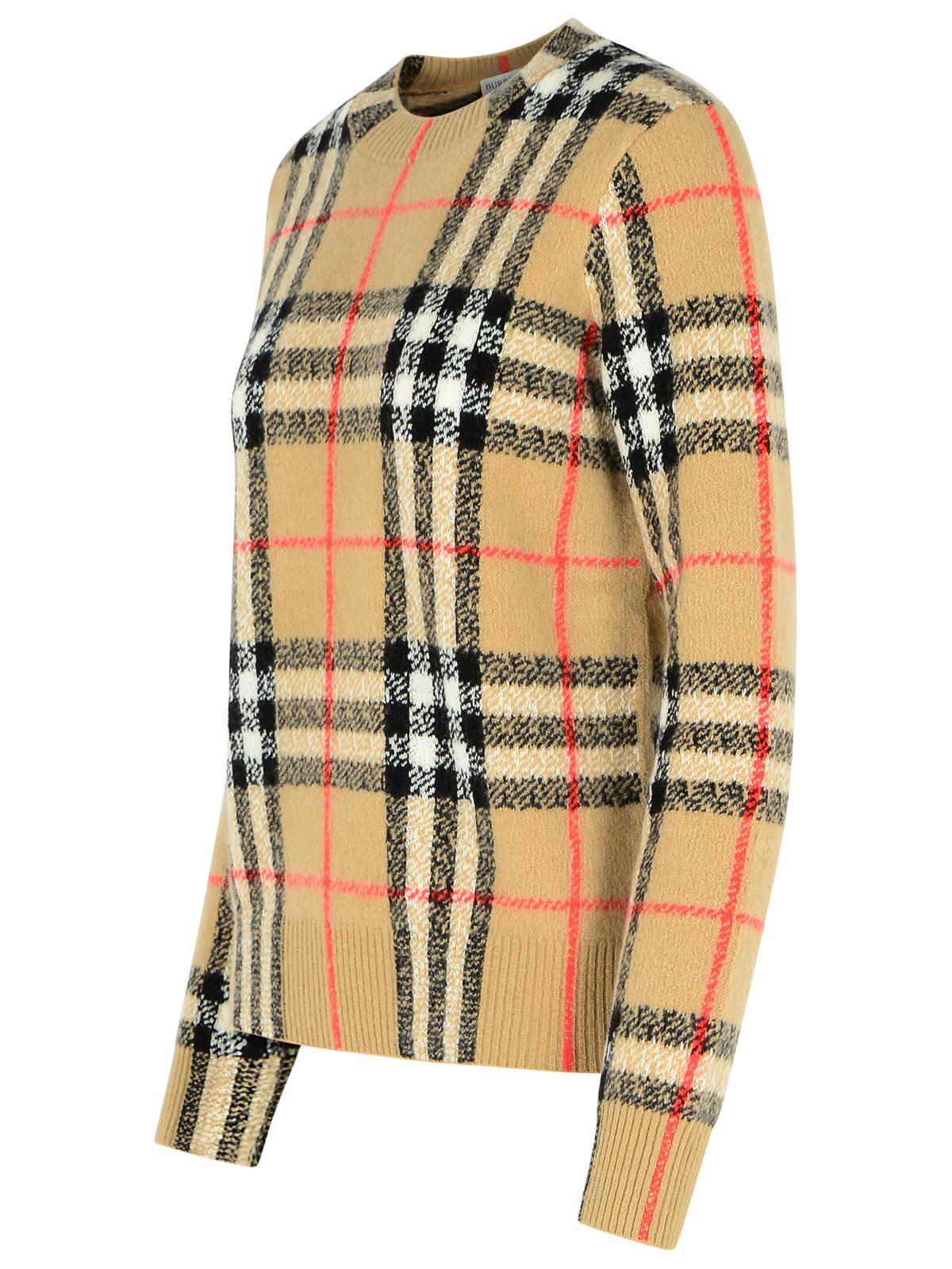 Burberry 'Constance Check' Beige Cashmere And Wool Sweater Women BURBERRY