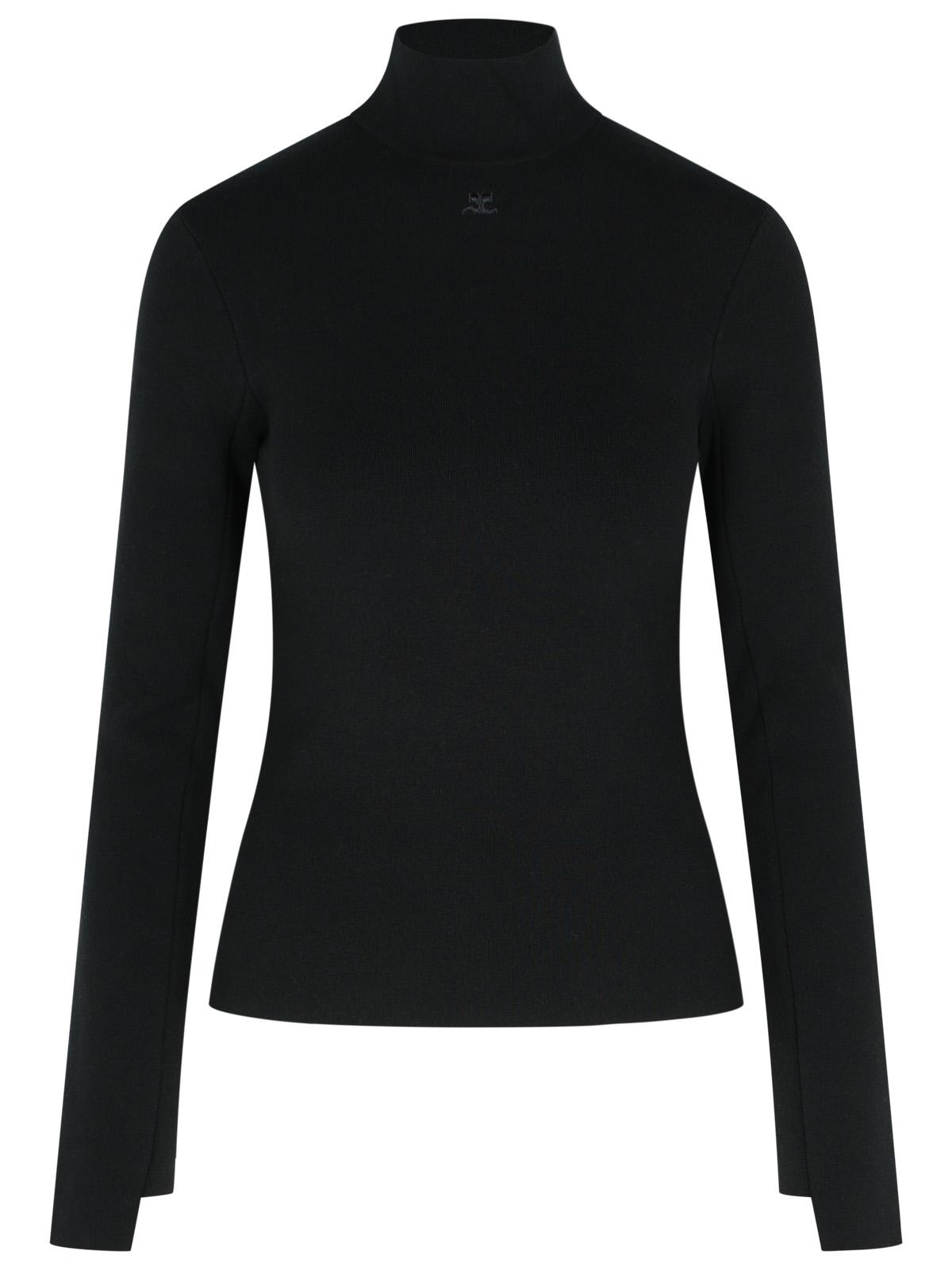 Courreges Turtleneck Sweater In Black Viscose Blend Women COURREGES