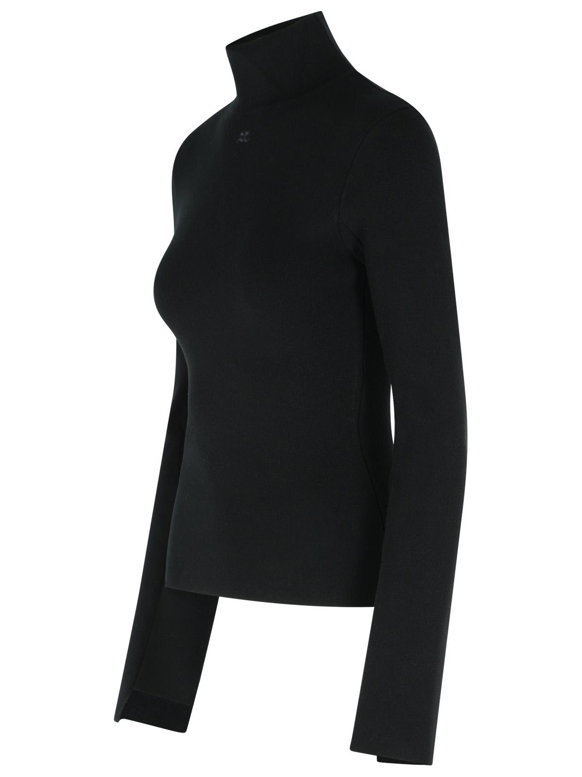 Courreges Turtleneck Sweater In Black Viscose Blend Women COURREGES