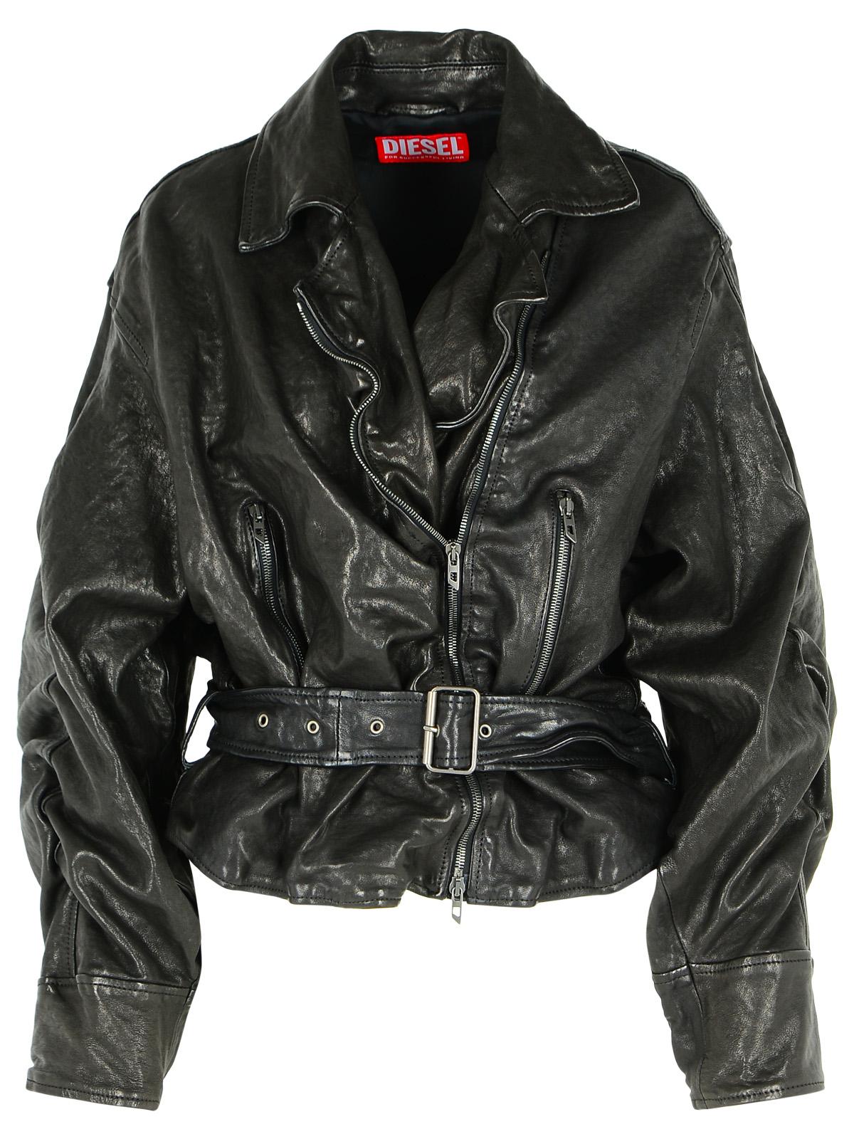 Diesel Black Leather Jacket Women DIESEL