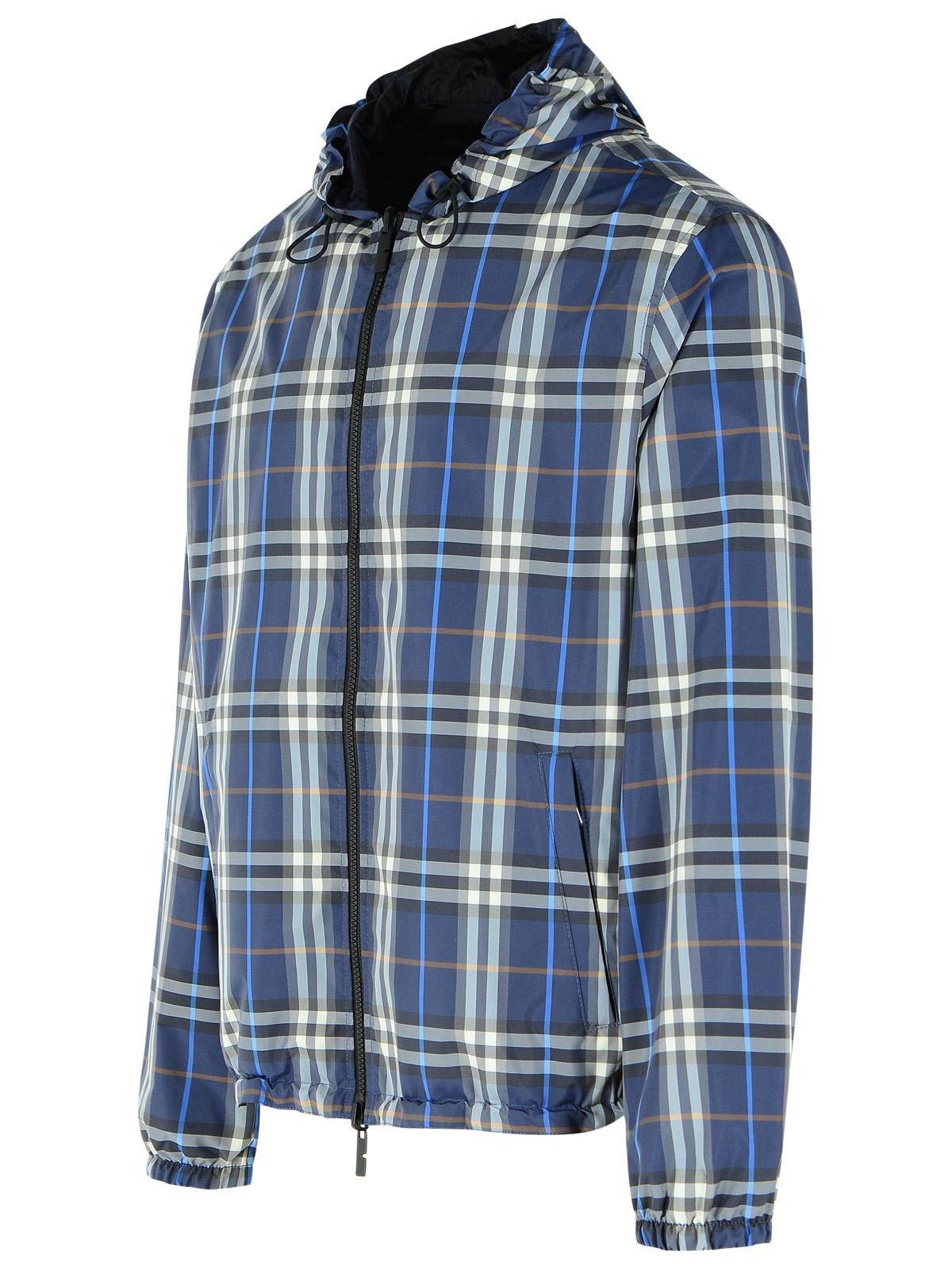 Burberry Dark Blue Polyester Reversible Jacket Men BURBERRY