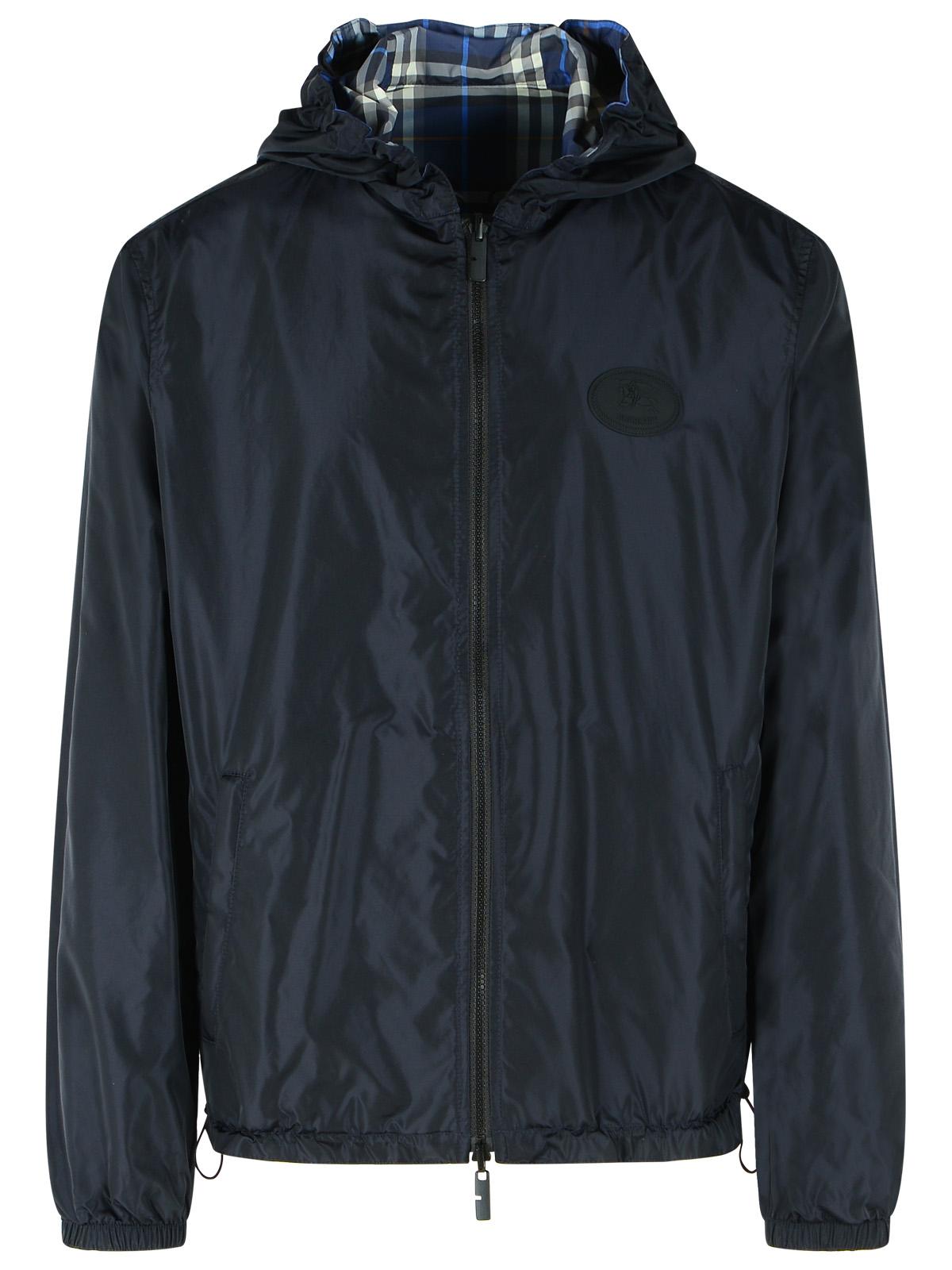 Burberry Dark Blue Polyester Reversible Jacket Men BURBERRY
