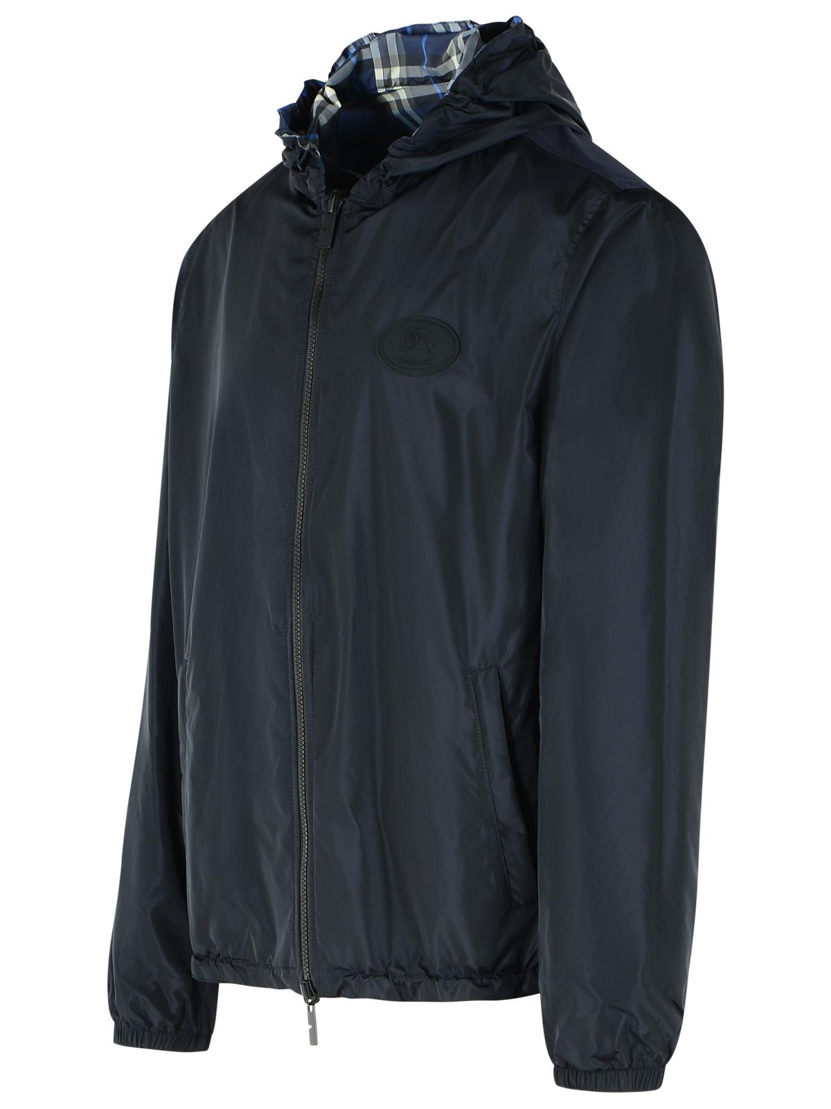Burberry Dark Blue Polyester Reversible Jacket Men BURBERRY