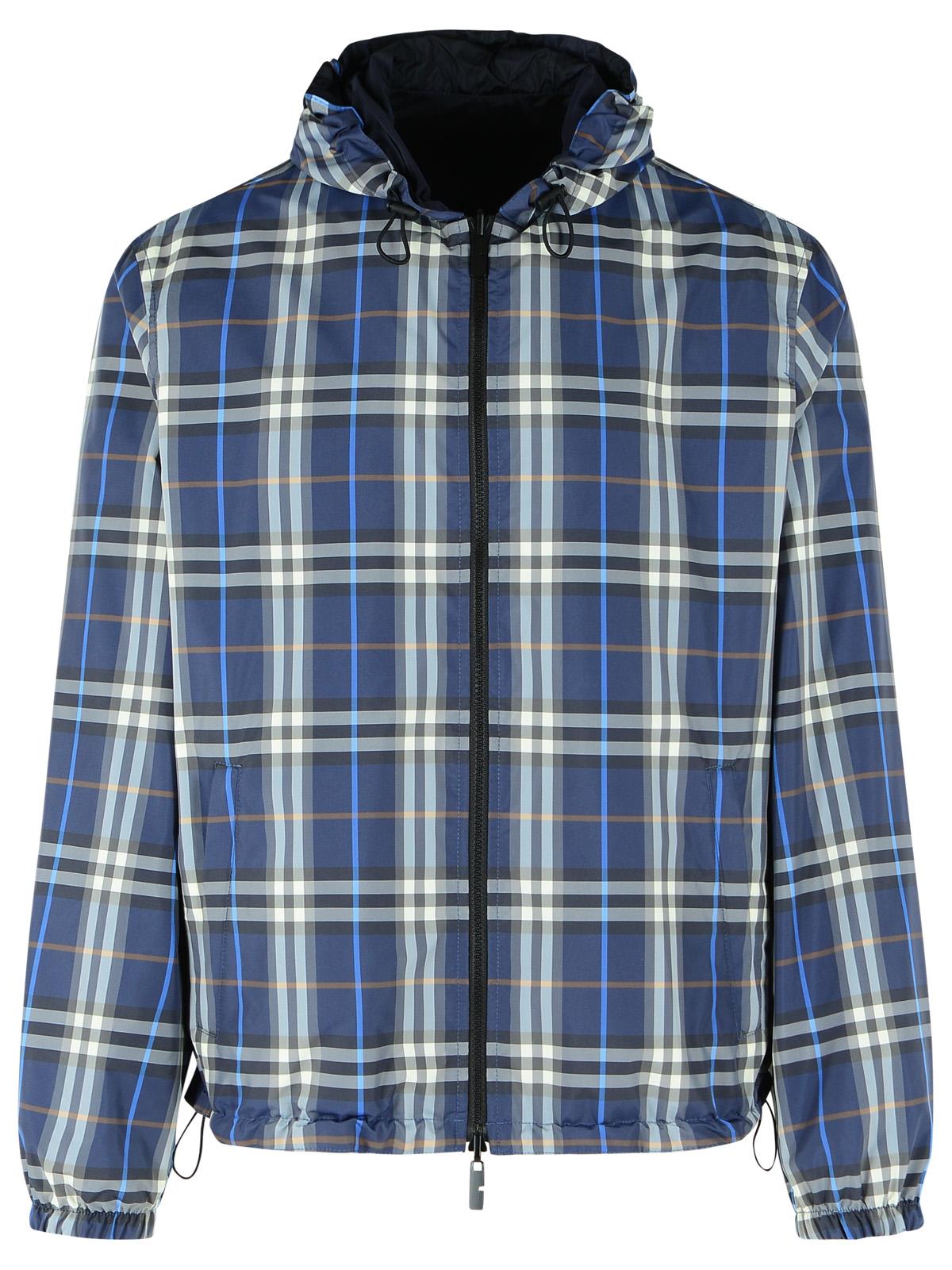 Burberry Dark Blue Polyester Reversible Jacket Men BURBERRY