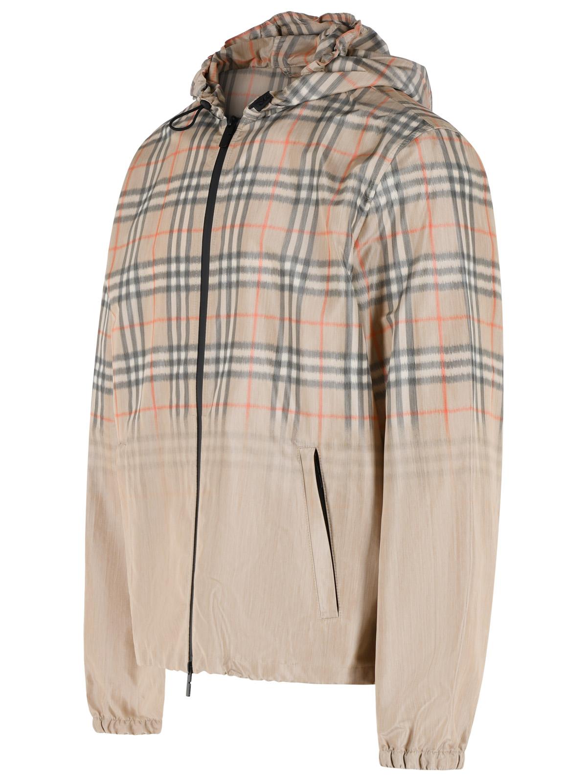 Burberry Hooded Jacket And 'Check' Shaded Sand Beige Men BURBERRY