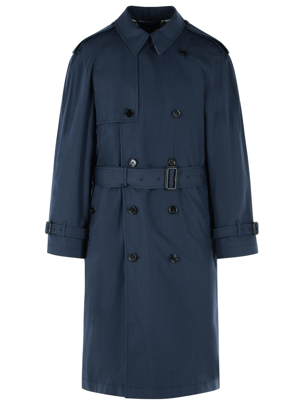 Burberry 'Highbury' Navy Polyester Blend Trench Coat Men BURBERRY