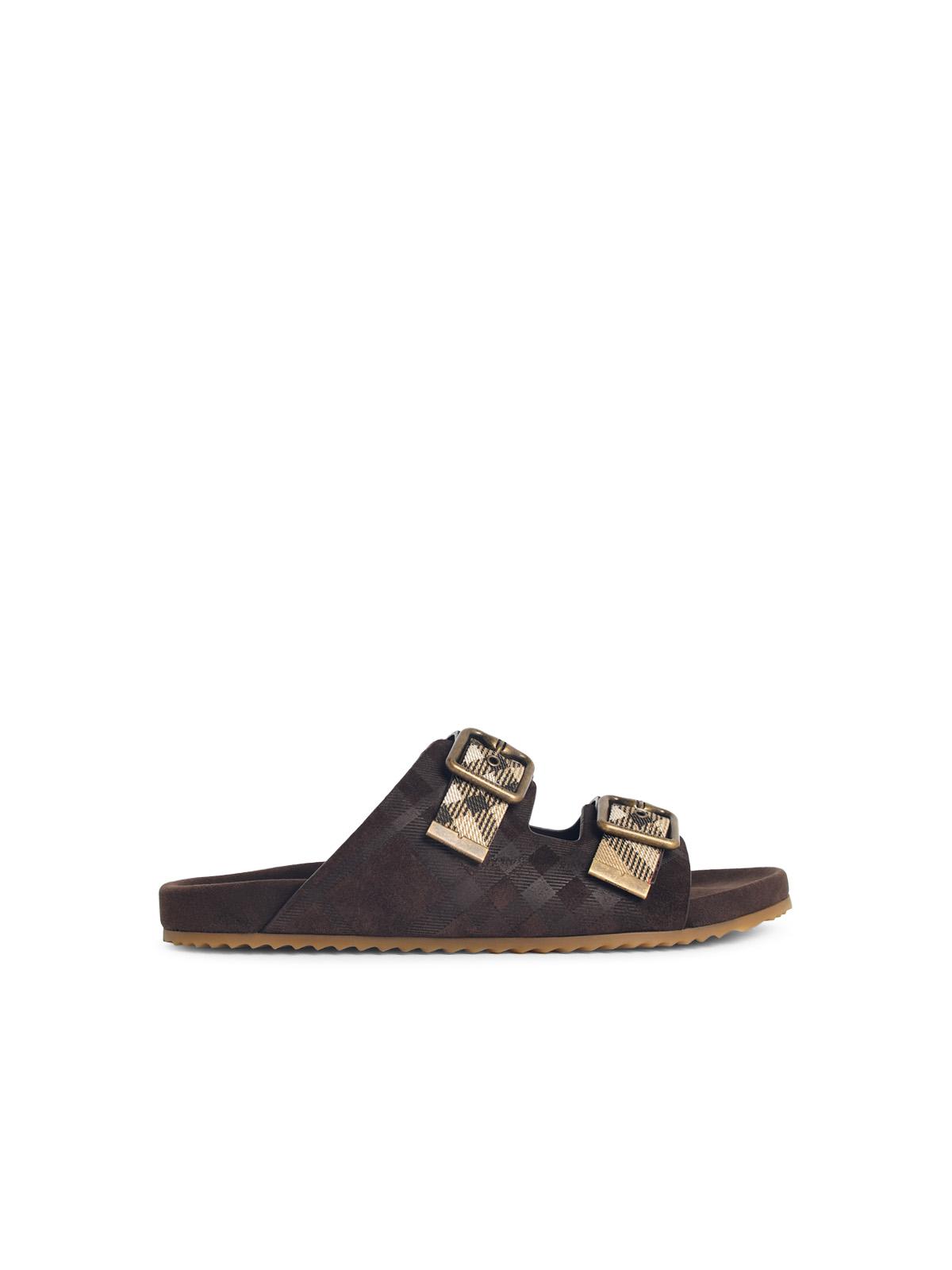Burberry 'Urchin' Brown Suede Sandals Check Men BURBERRY