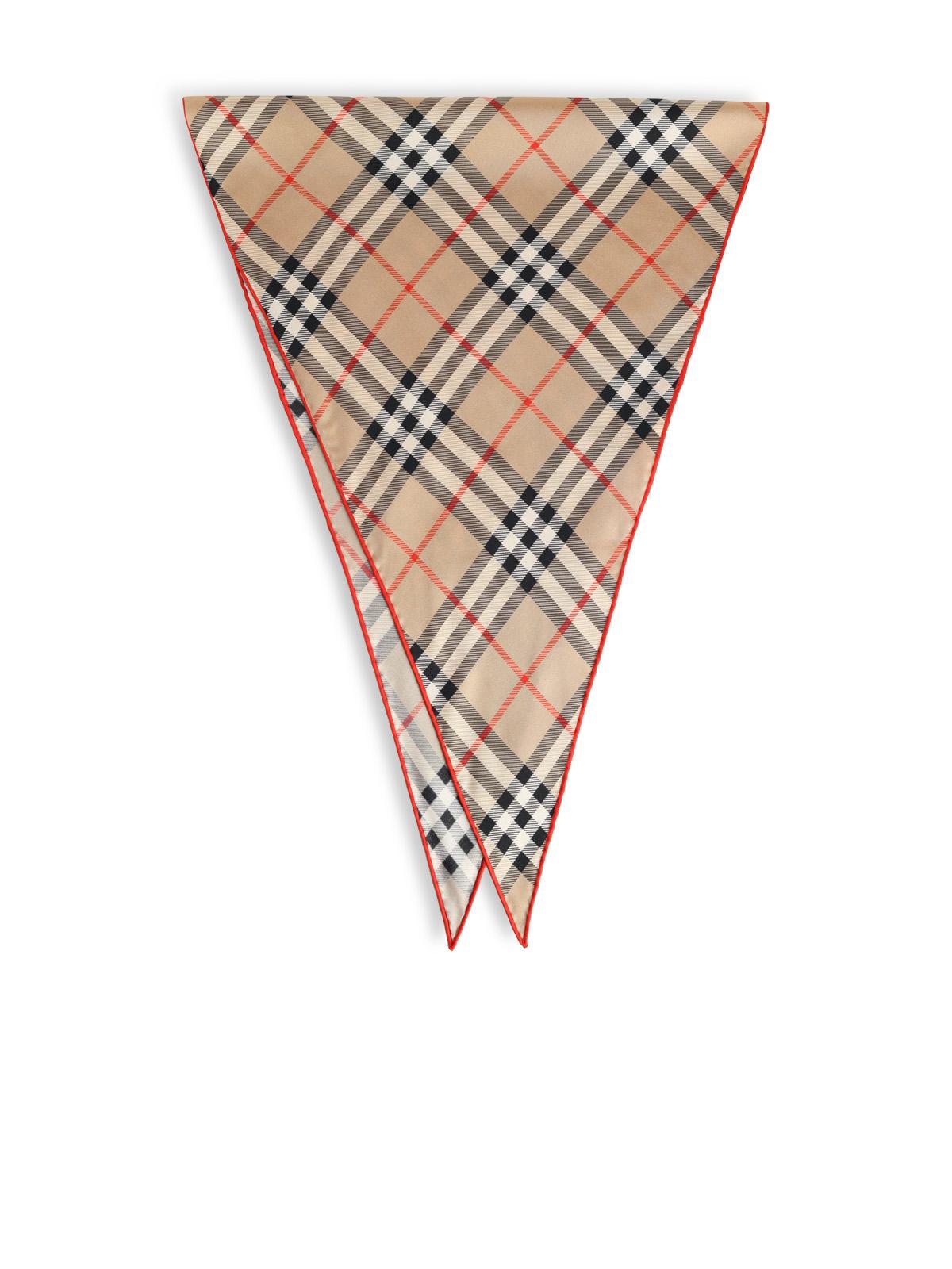 Burberry Sand Beige 'Check' Silk Scarf Women BURBERRY