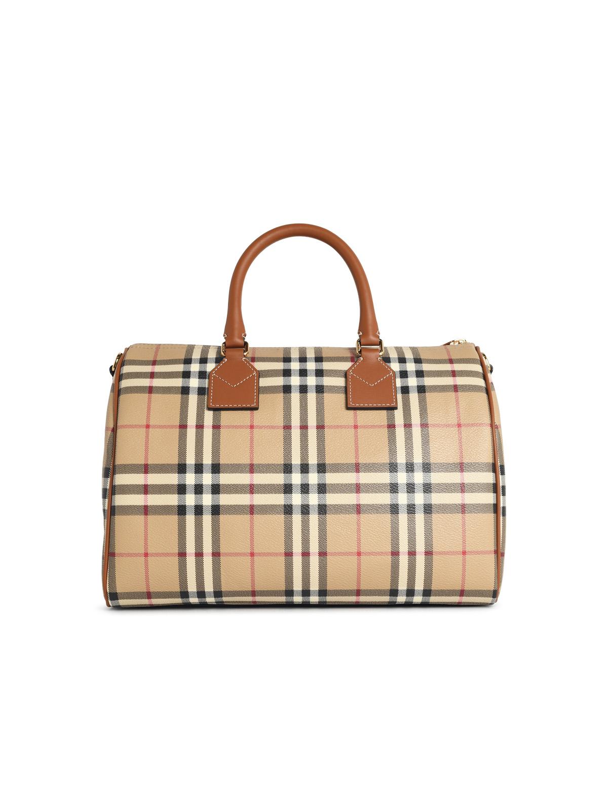 Burberry Medium 'Bowling Check' Bag In Briar Brown Cotton Blend Women