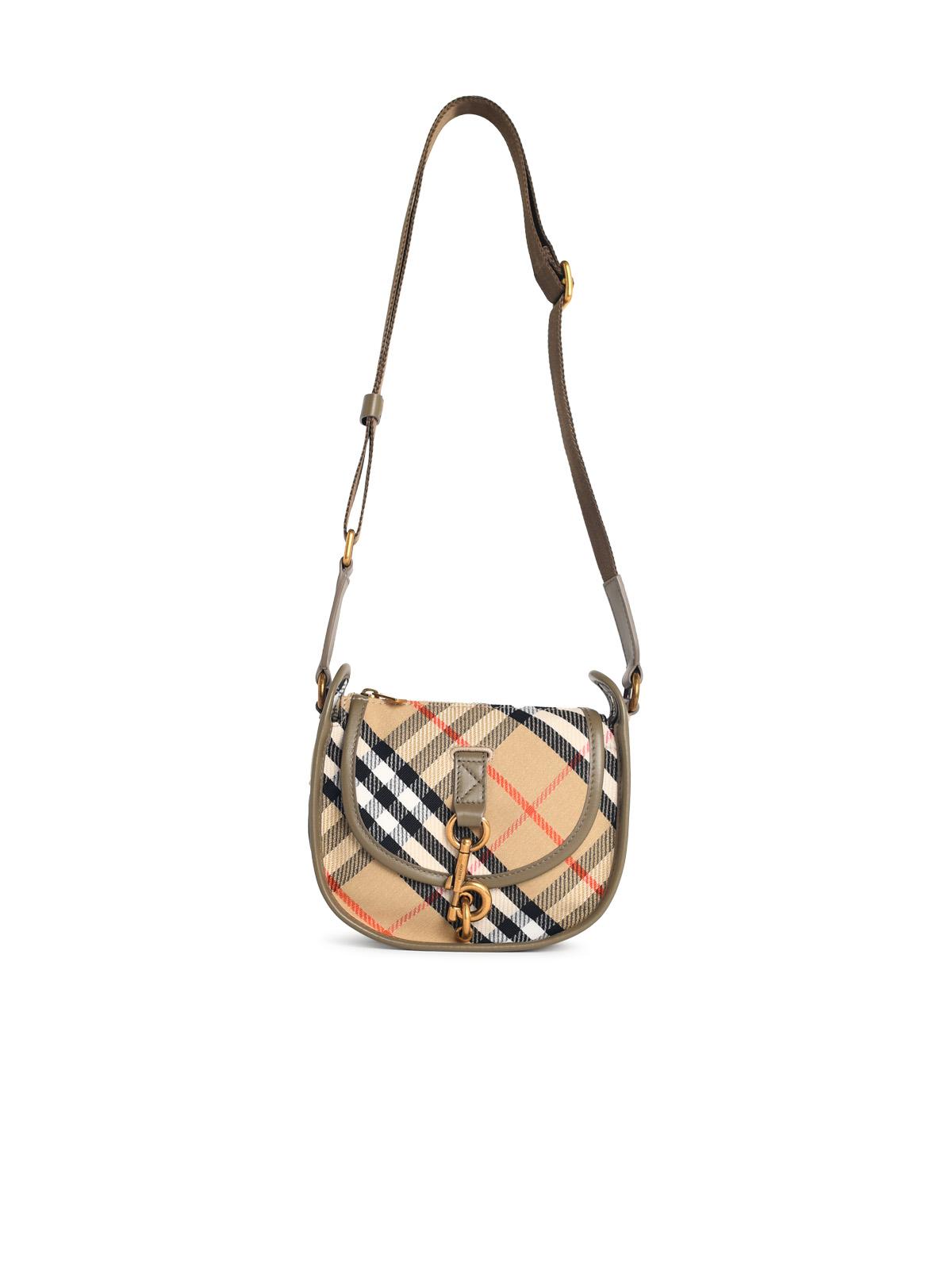 Burberry 'B Clip' Mini Messenger Bag In Beige Sand Cotton Blend Women BURBERRY