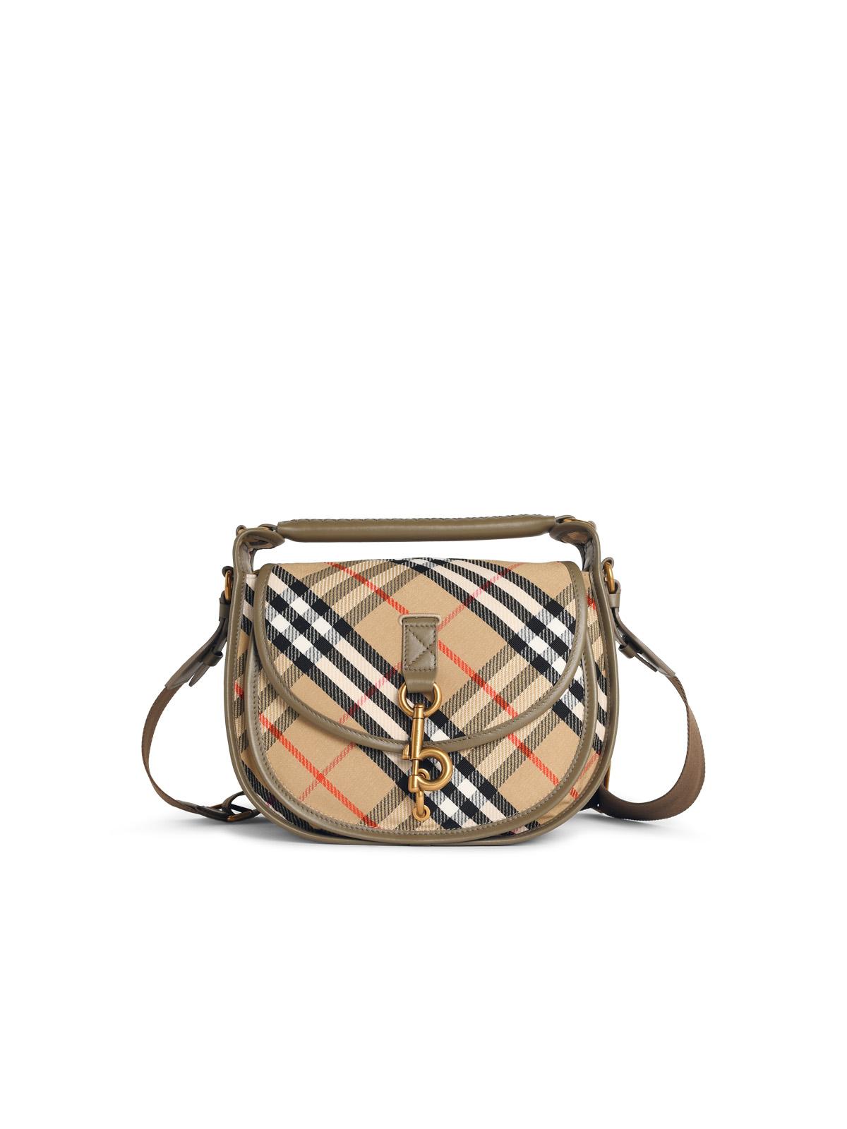 Burberry 'Messenger B Clip' Sand Cotton Blend Bag Women BURBERRY