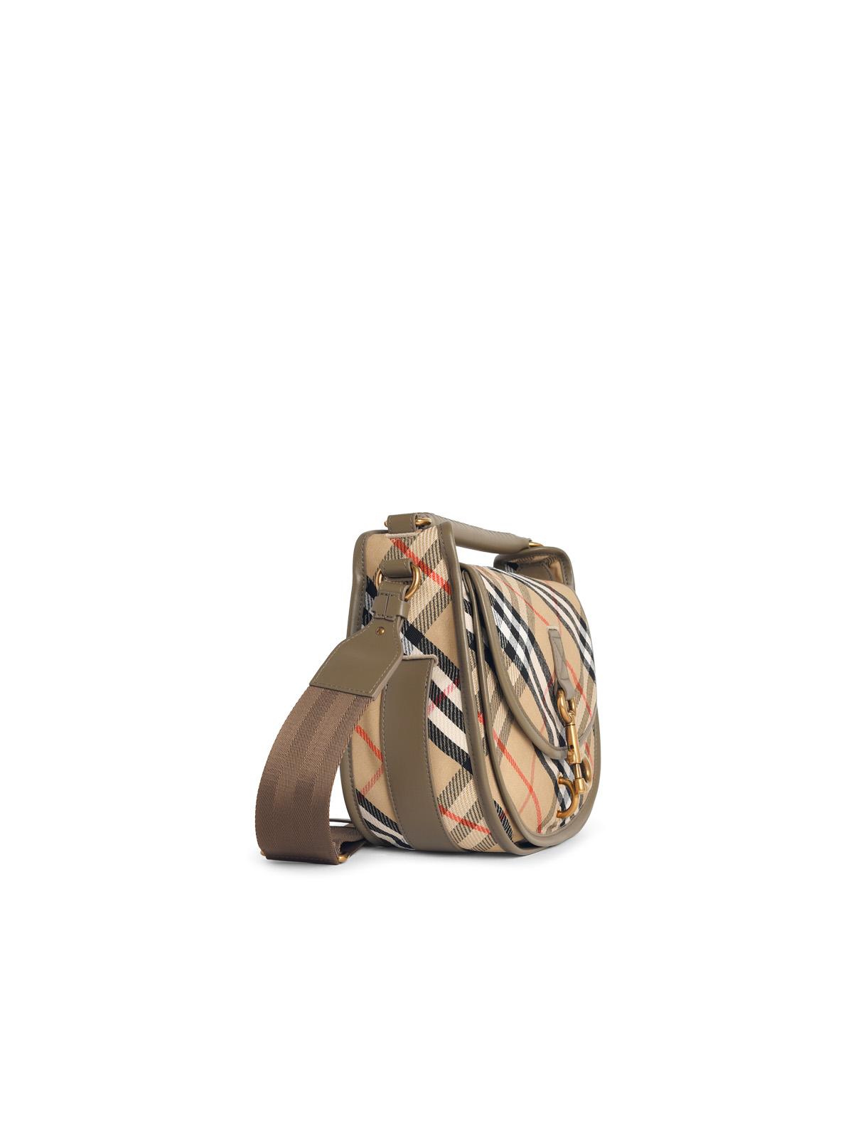 Burberry 'Messenger B Clip' Sand Cotton Blend Bag Women BURBERRY