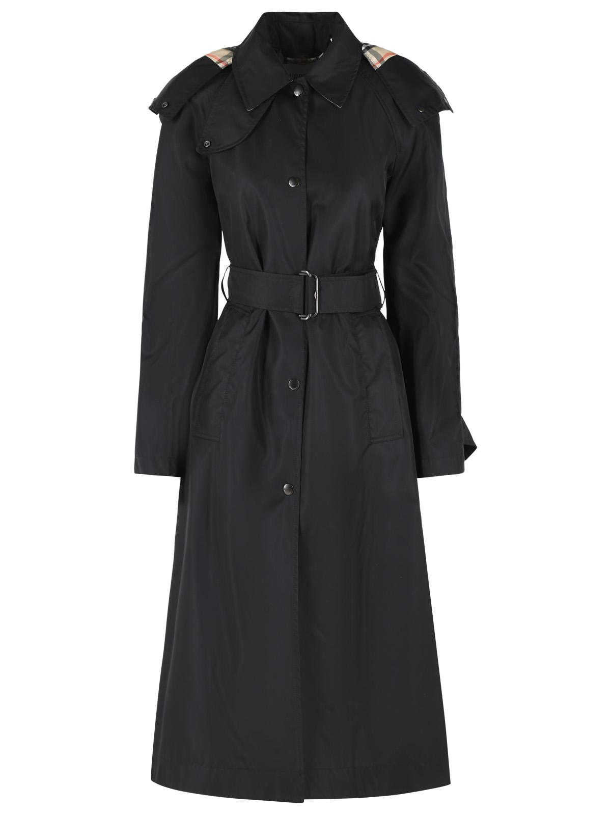 Burberry Long Car Coat With Black Nylon Hood Women BURBERRY