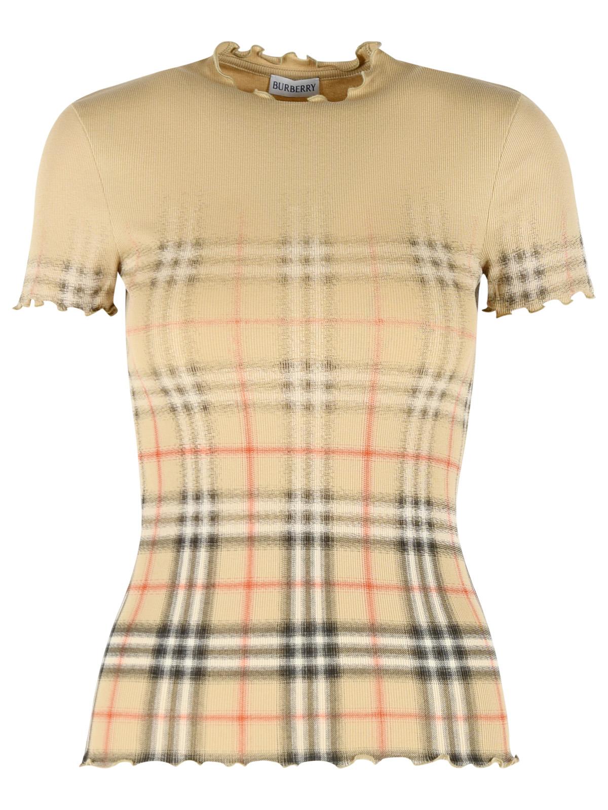 Burberry 'Letty' Stretch Cotton Sweater With Sand Beige 'Check' Shaded Women BURBERRY