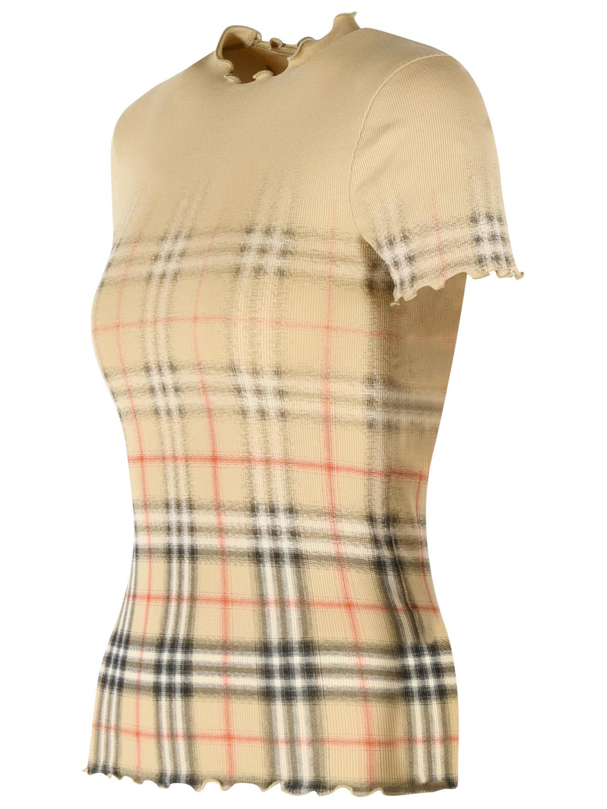 Burberry 'Letty' Stretch Cotton Sweater With Sand Beige 'Check' Shaded Women BURBERRY