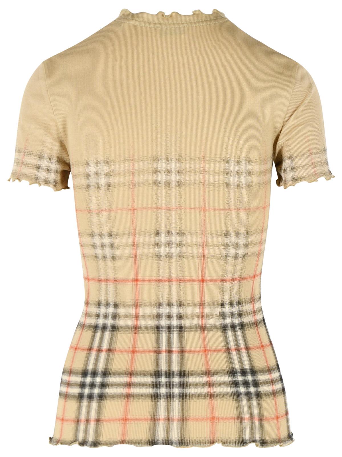Burberry 'Letty' Stretch Cotton Sweater With Sand Beige 'Check' Shaded Women BURBERRY