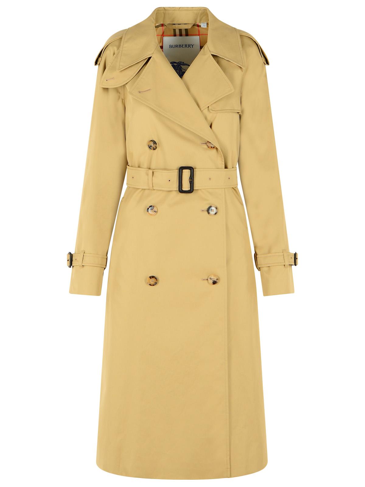 Burberry Long Beige Cotton 'Castleford' Trench Coat Women BURBERRY