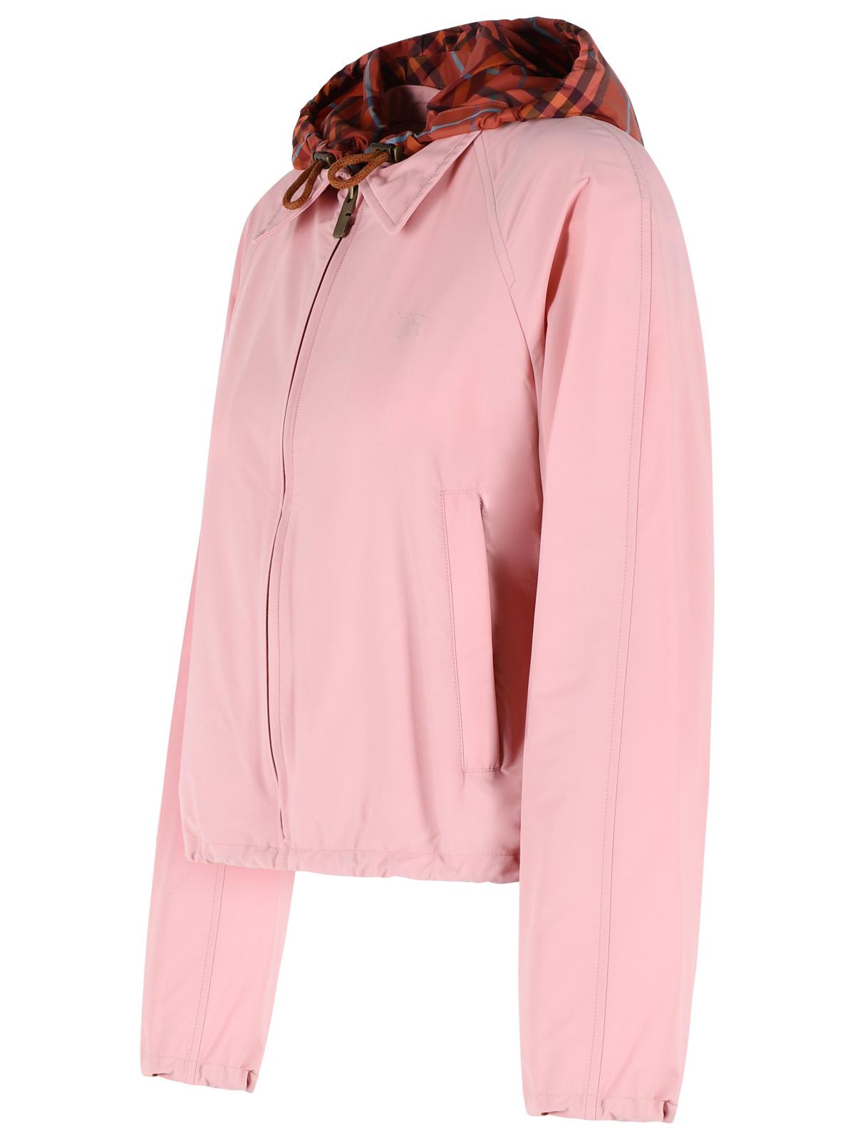 Burberry Begonia Pink 'Newcott' Cropped Polyamide Hooded Jacket Women BURBERRY