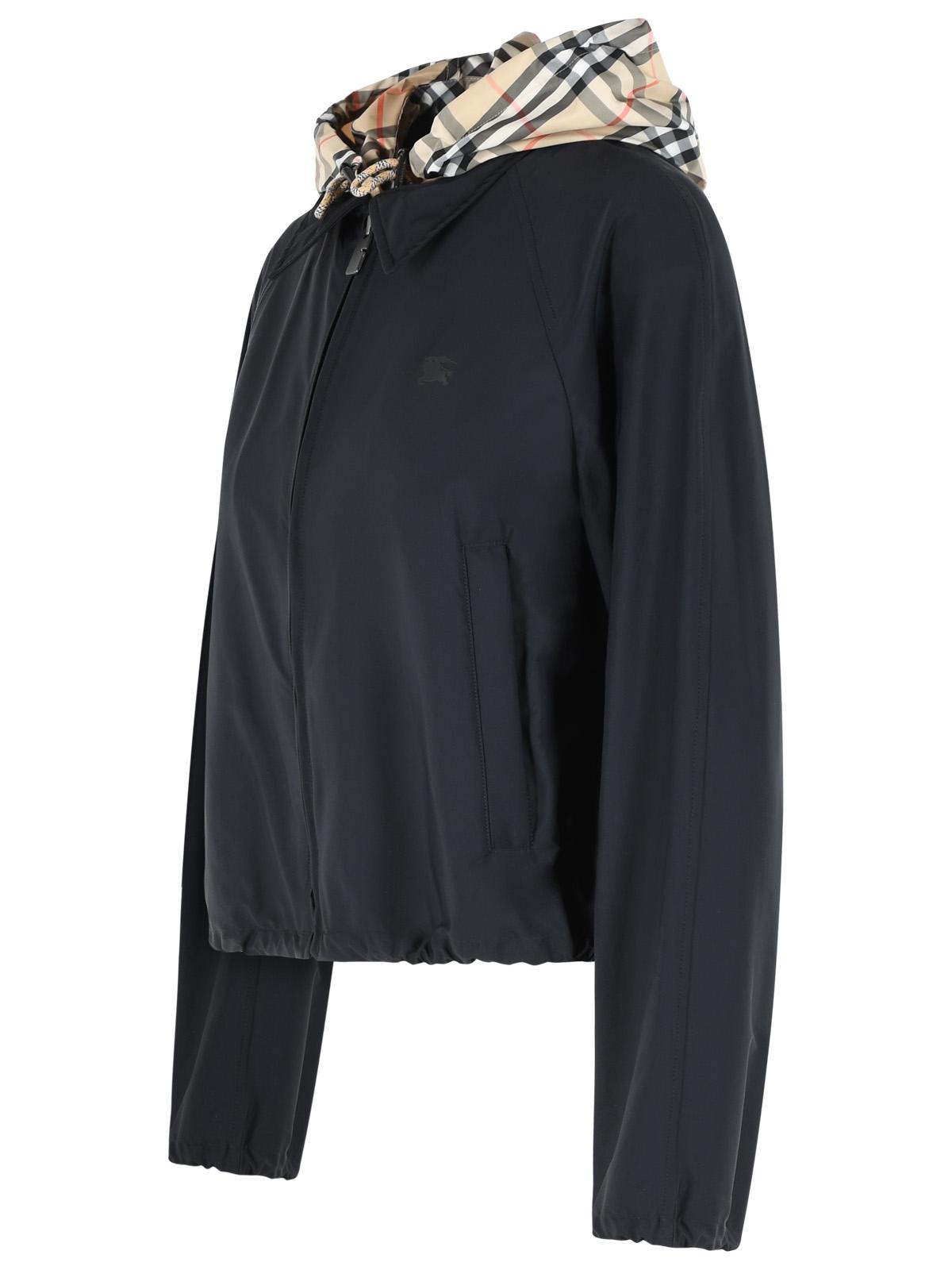 Burberry Cropped 'Newcott' Black Polyamide Hooded Jacket Women BURBERRY