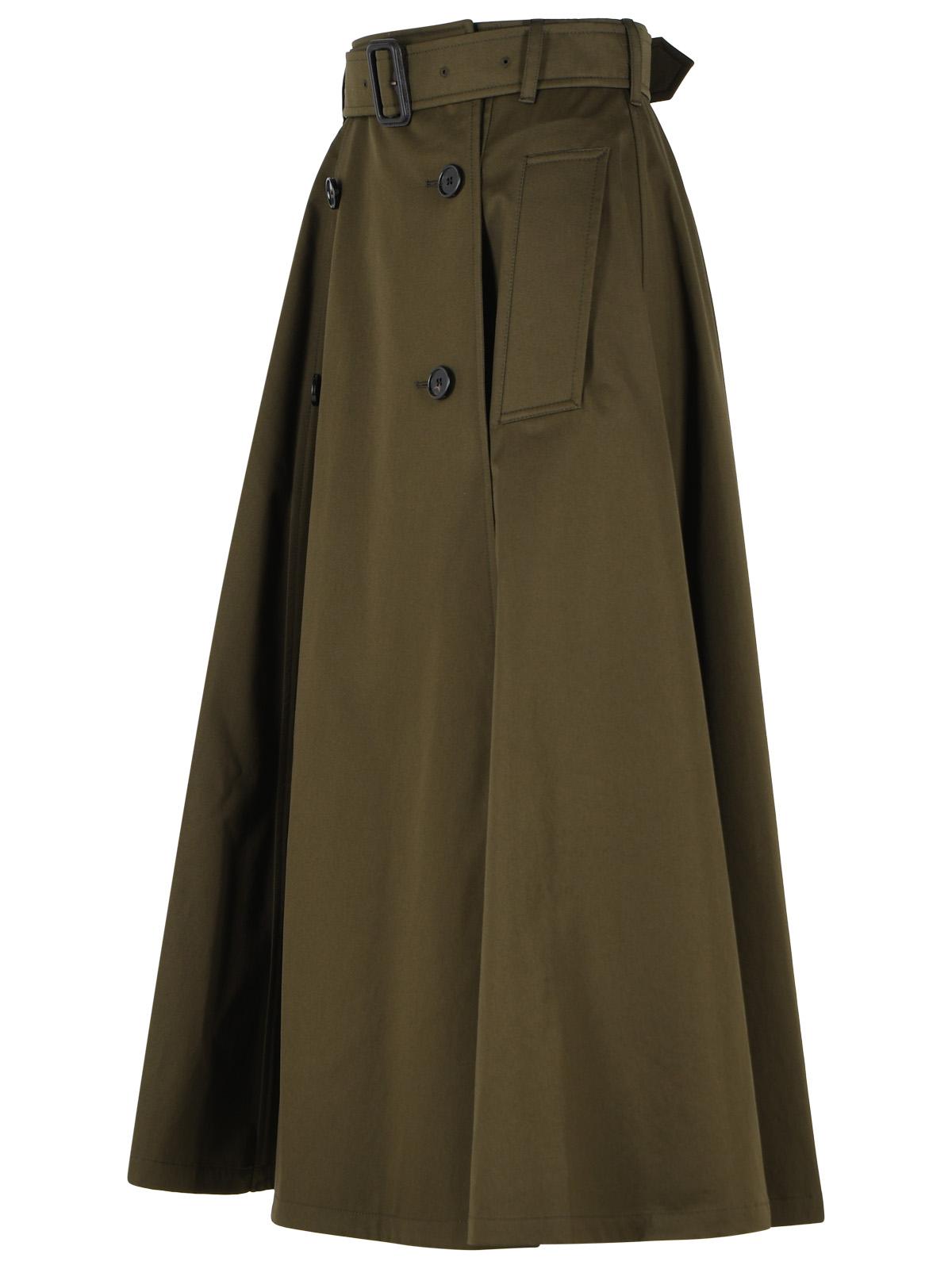 Burberry 'Brenda' Midi Trench Skirt In Green Cotton 'Juniper' Garbadine Women BURBERRY