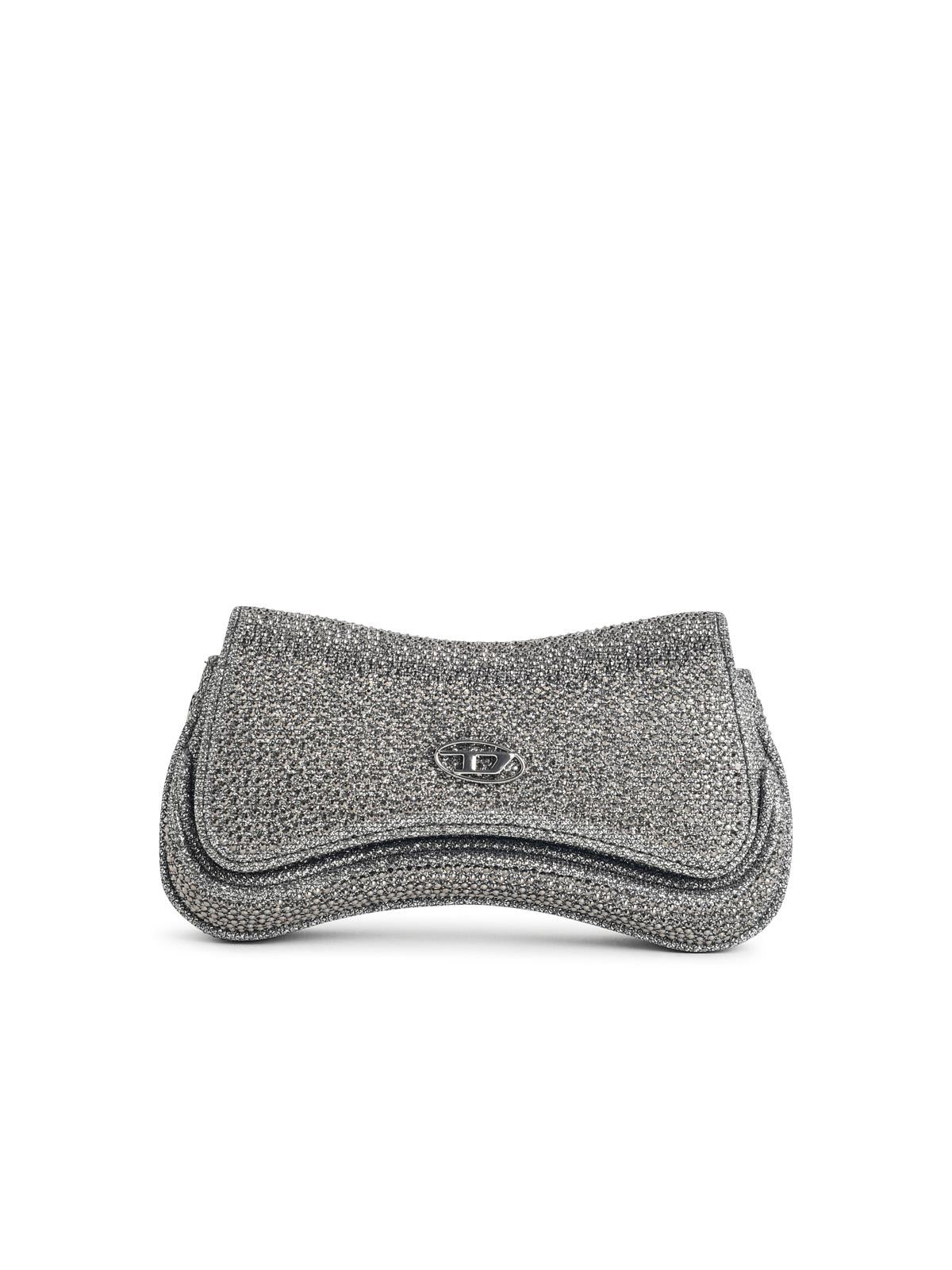 Diesel 'Play' Clutch In Silver Glitter Fabric Women DIESEL