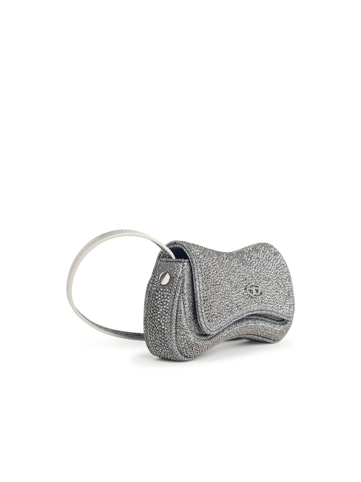 Diesel 'Play' Clutch In Silver Glitter Fabric Women DIESEL