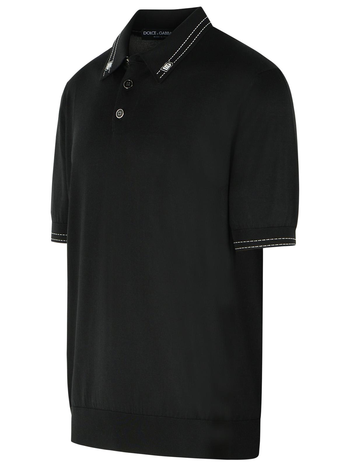 Dolce & Gabbana Black Silk Polo Shirt Men DOLCE & GABBANA