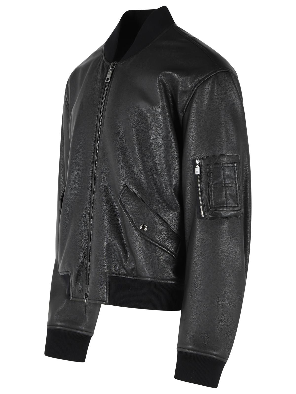 Dolce & Gabbana Black Leather Bomber Jacket Men DOLCE & GABBANA